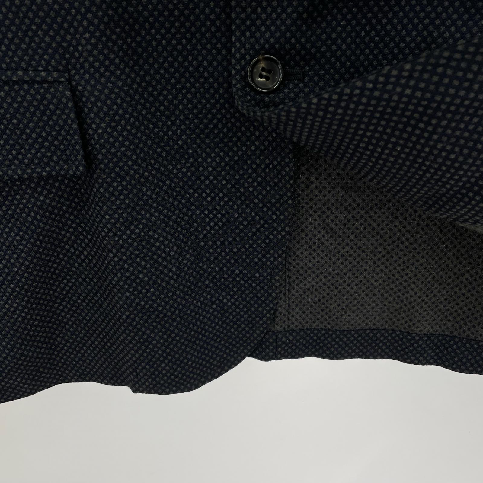ジャケット COMME des GARCONS HOMME 00s 田中オム アセテート×綿 デザインジャケット M ネイビー グレー系 M