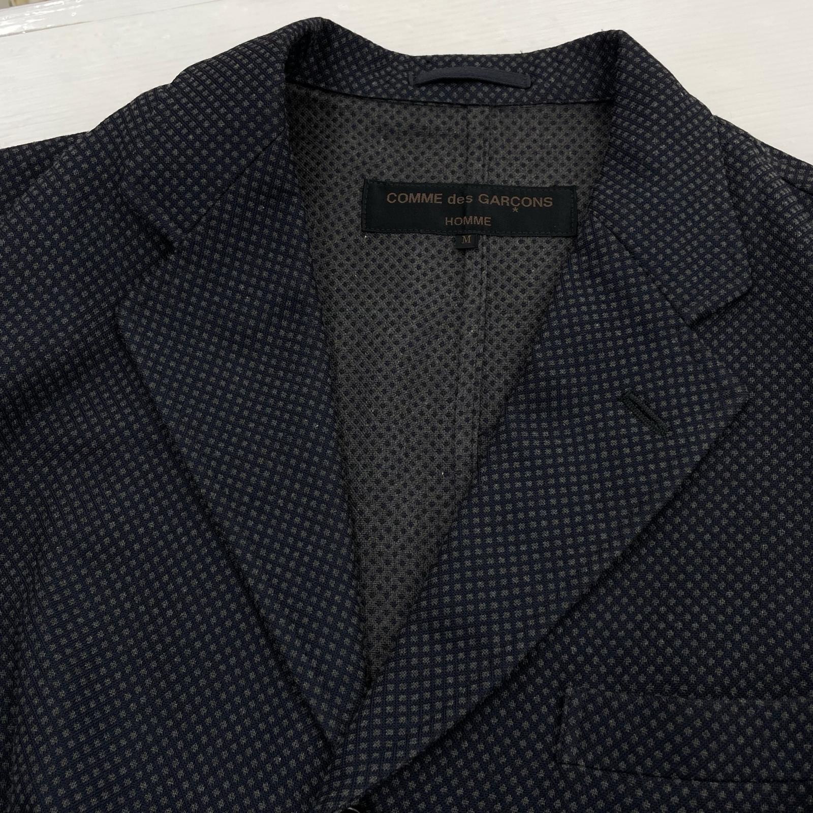 ジャケット COMME des GARCONS HOMME 00s 田中オム アセテート×綿 デザインジャケット M ネイビー グレー系 M