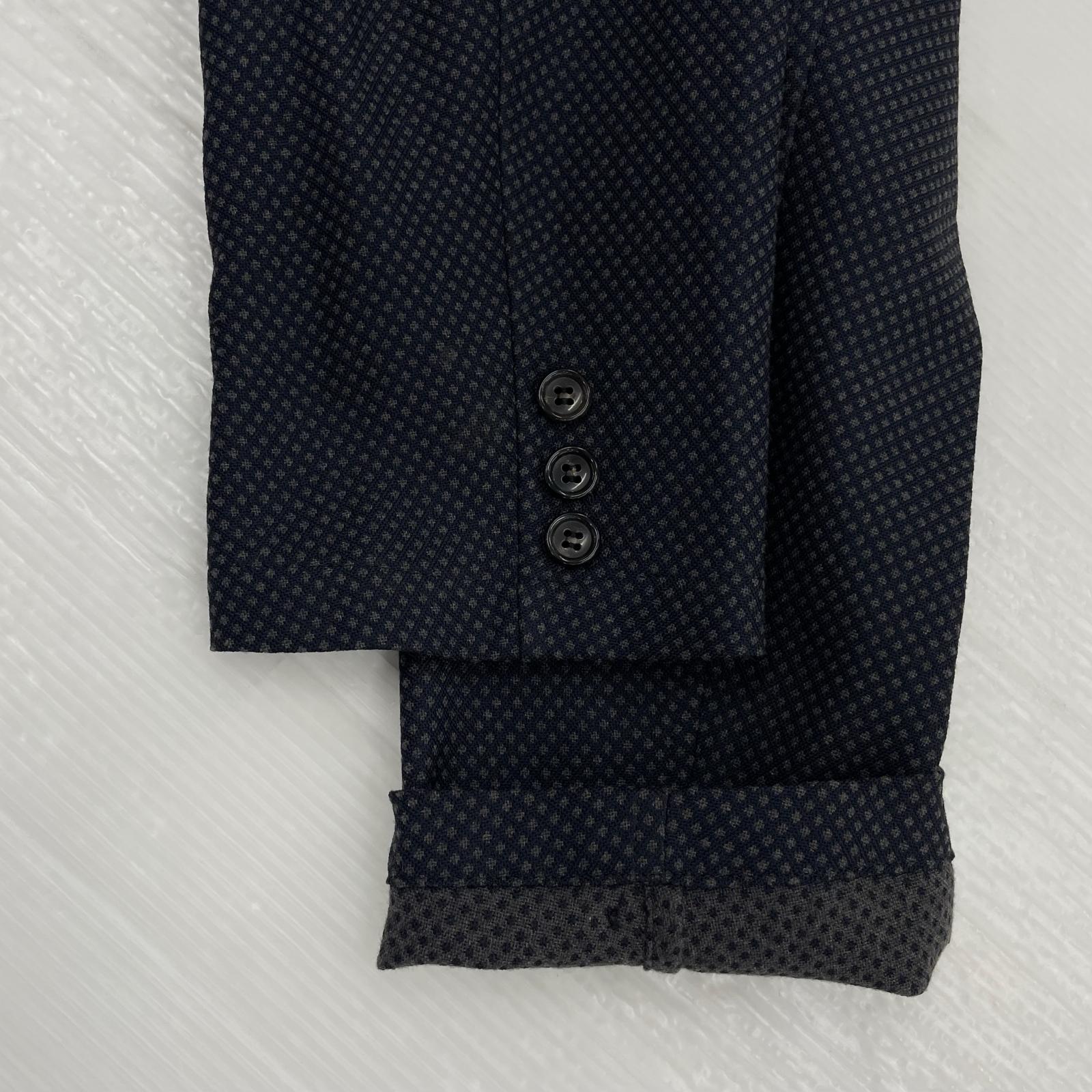 ジャケット COMME des GARCONS HOMME 00s 田中オム アセテート×綿 デザインジャケット M ネイビー グレー系 M