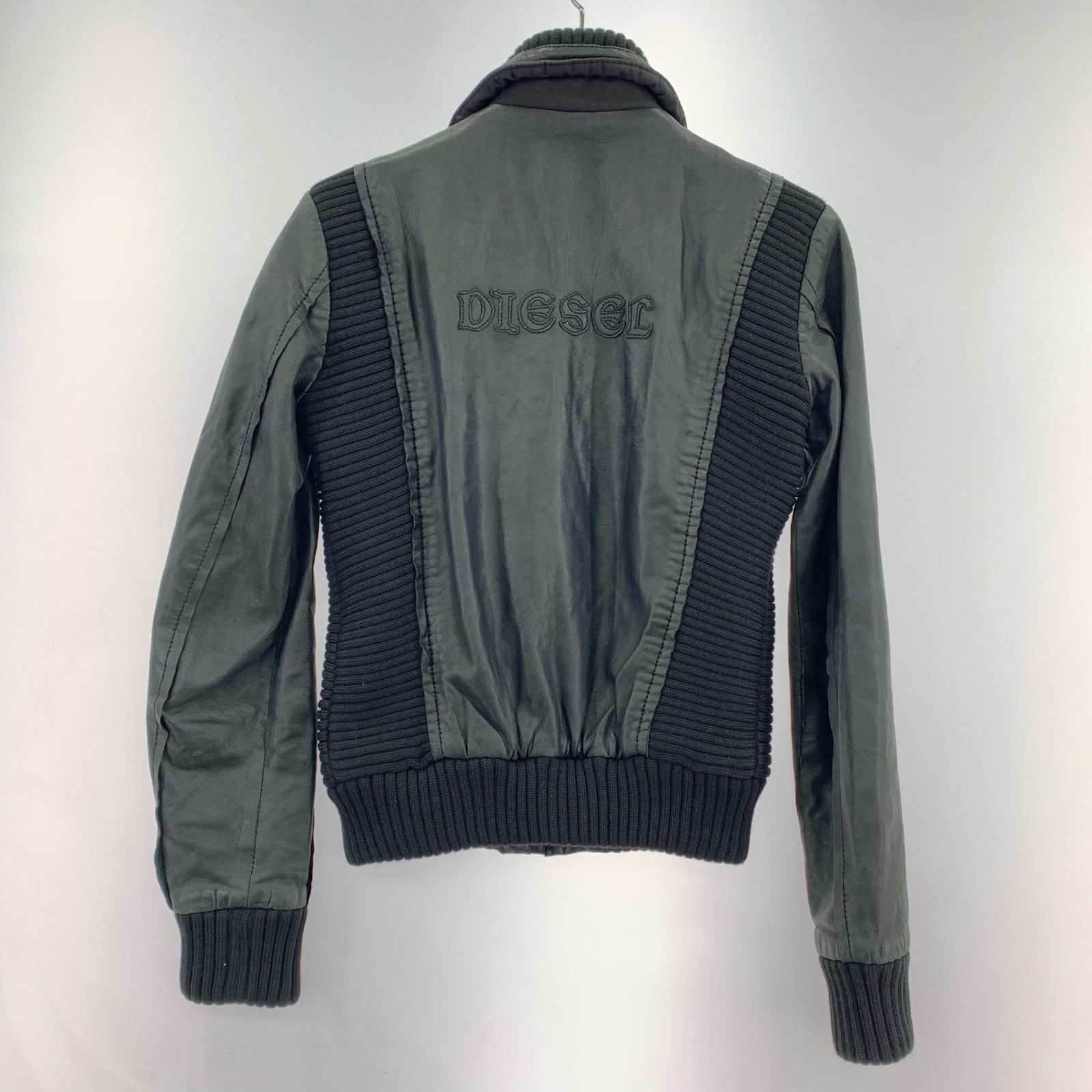 ジャケット DIESEL Y2K バックロゴ レザーブルゾン S ブラック S ブラック