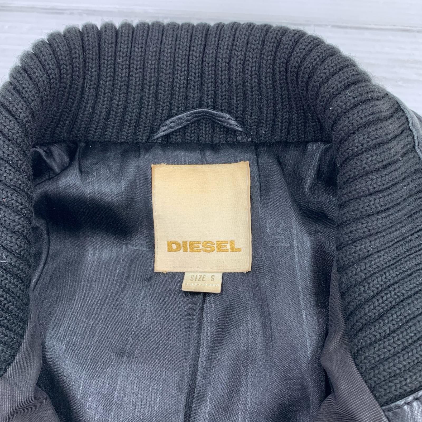 ジャケット DIESEL Y2K バックロゴ レザーブルゾン S ブラック S ブラック