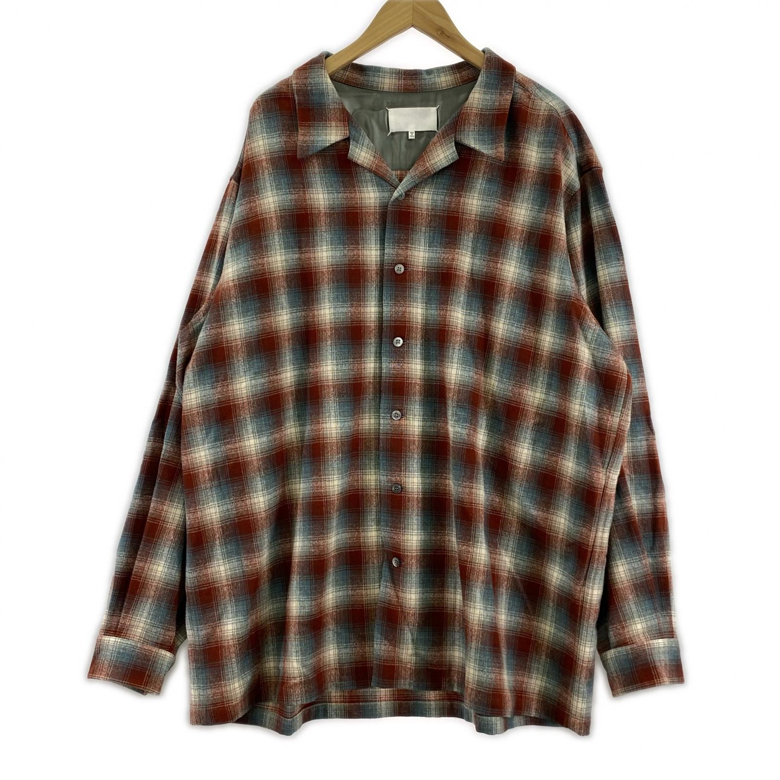 長袖シャツ MAISON MARGIELA×PENDLETON オーバーサイズウールチェックシャツ 44 赤系 44