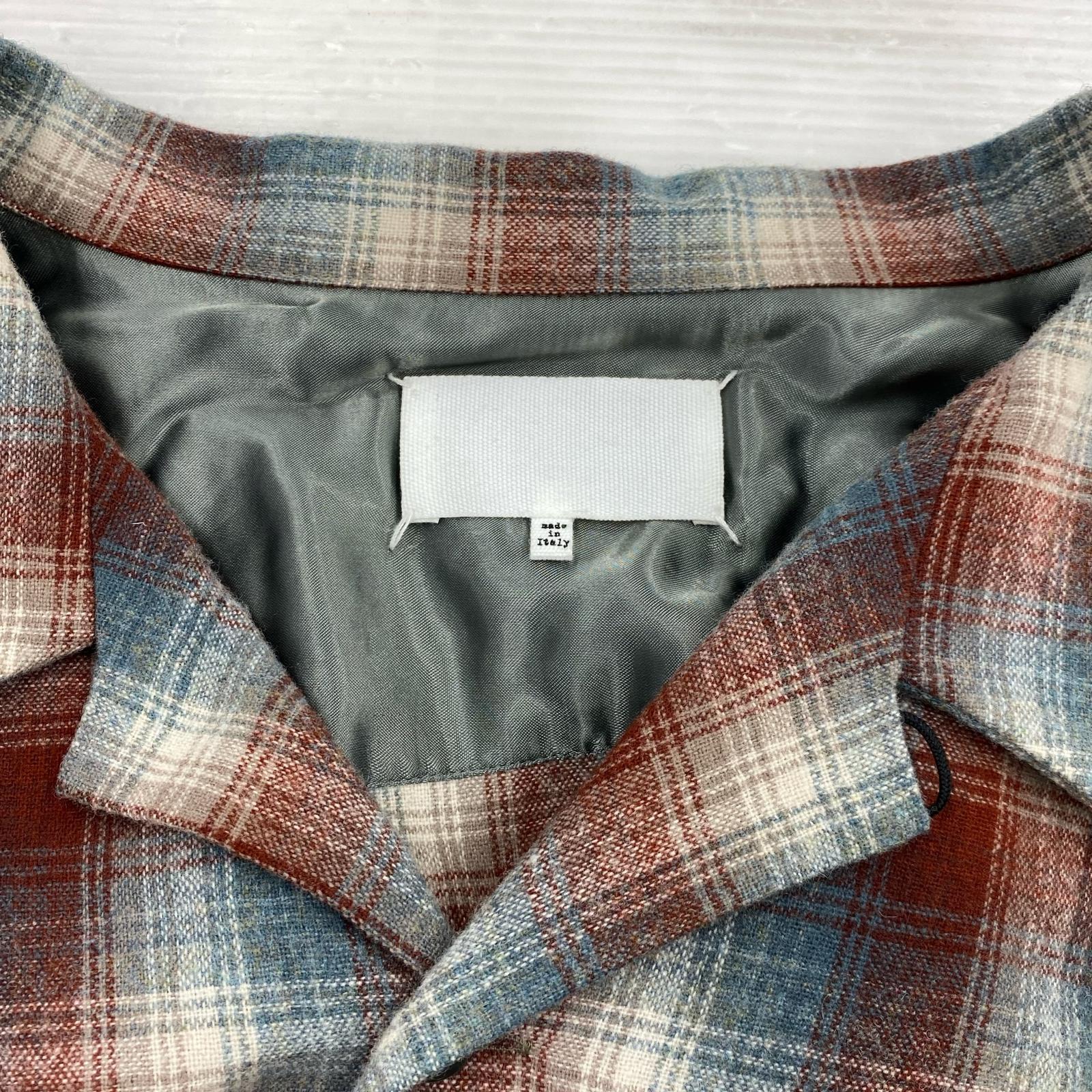 長袖シャツ MAISON MARGIELA×PENDLETON オーバーサイズウールチェックシャツ 44 赤系 44