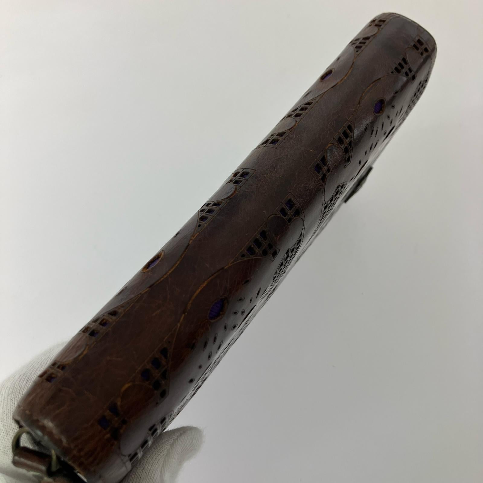 長財布 廃盤品 スカルカットワーク レザーウォレット ブラウン