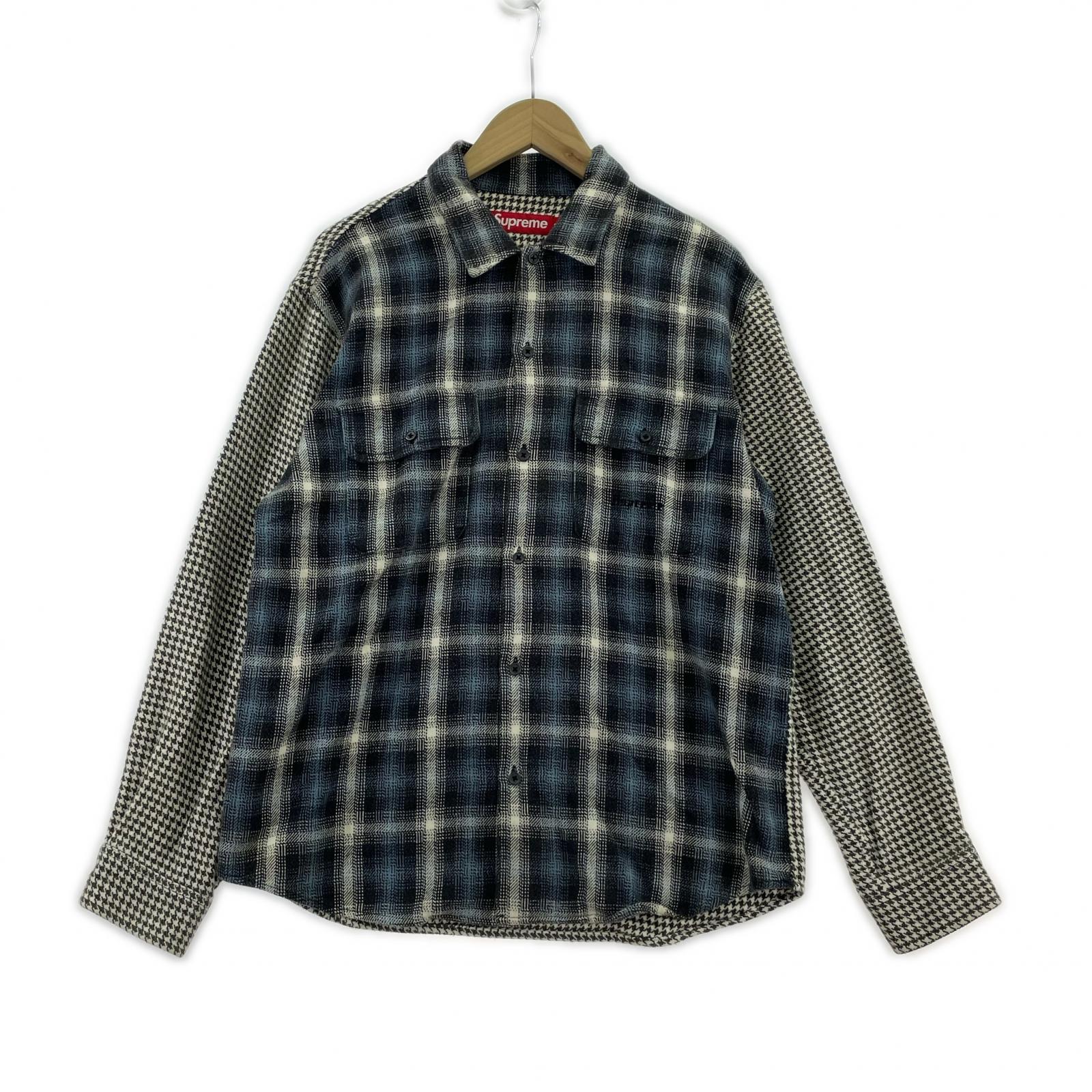 長袖シャツ Houndstooth Plaid Flannel Shirt S S ブルー