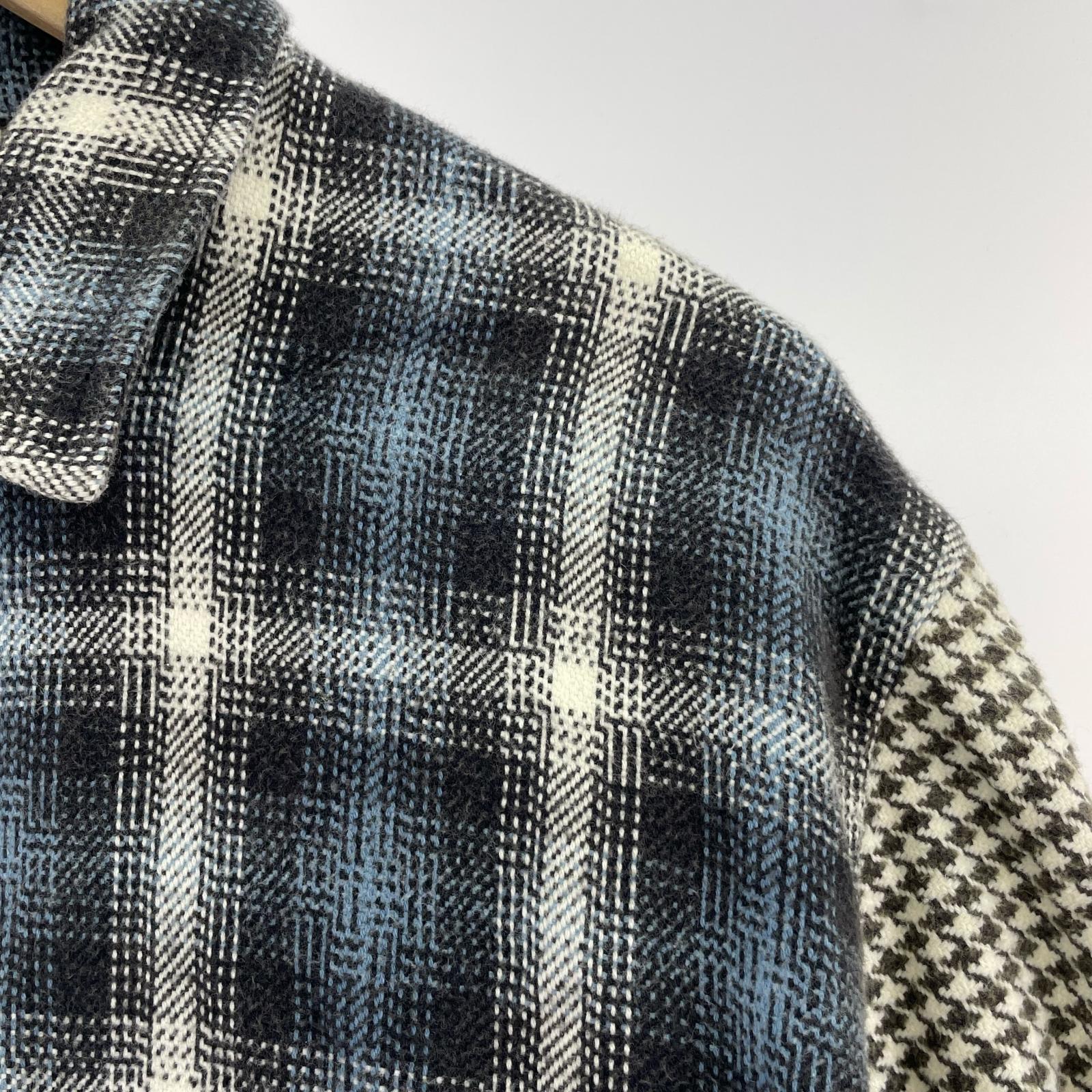 長袖シャツ Houndstooth Plaid Flannel Shirt S S ブルー
