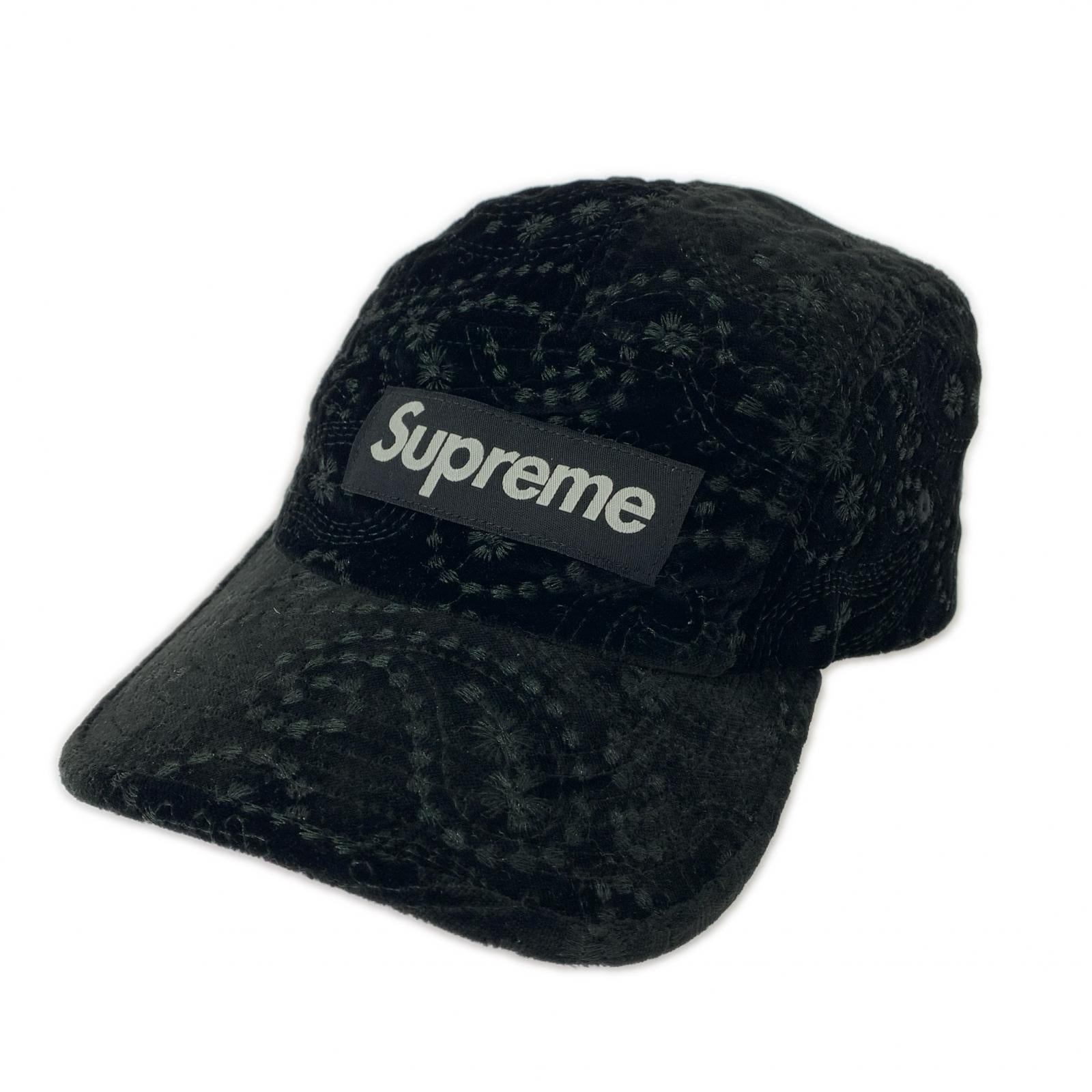 キャップ 23AW Velvet Paisley Camp Cap 黒 ブラック