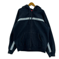 パーカー Text Stripe Zip Up Hooded Sweatshirt L ネイビー