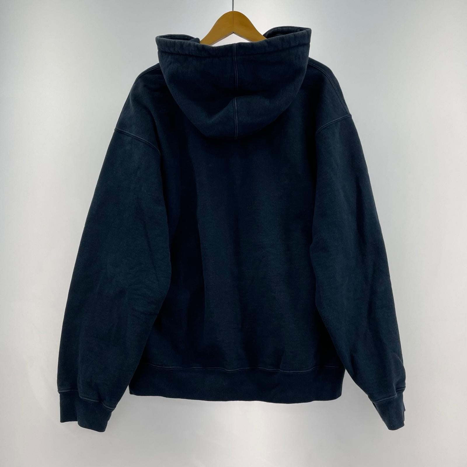 パーカー Text Stripe Zip Up Hooded Sweatshirt L ネイビー