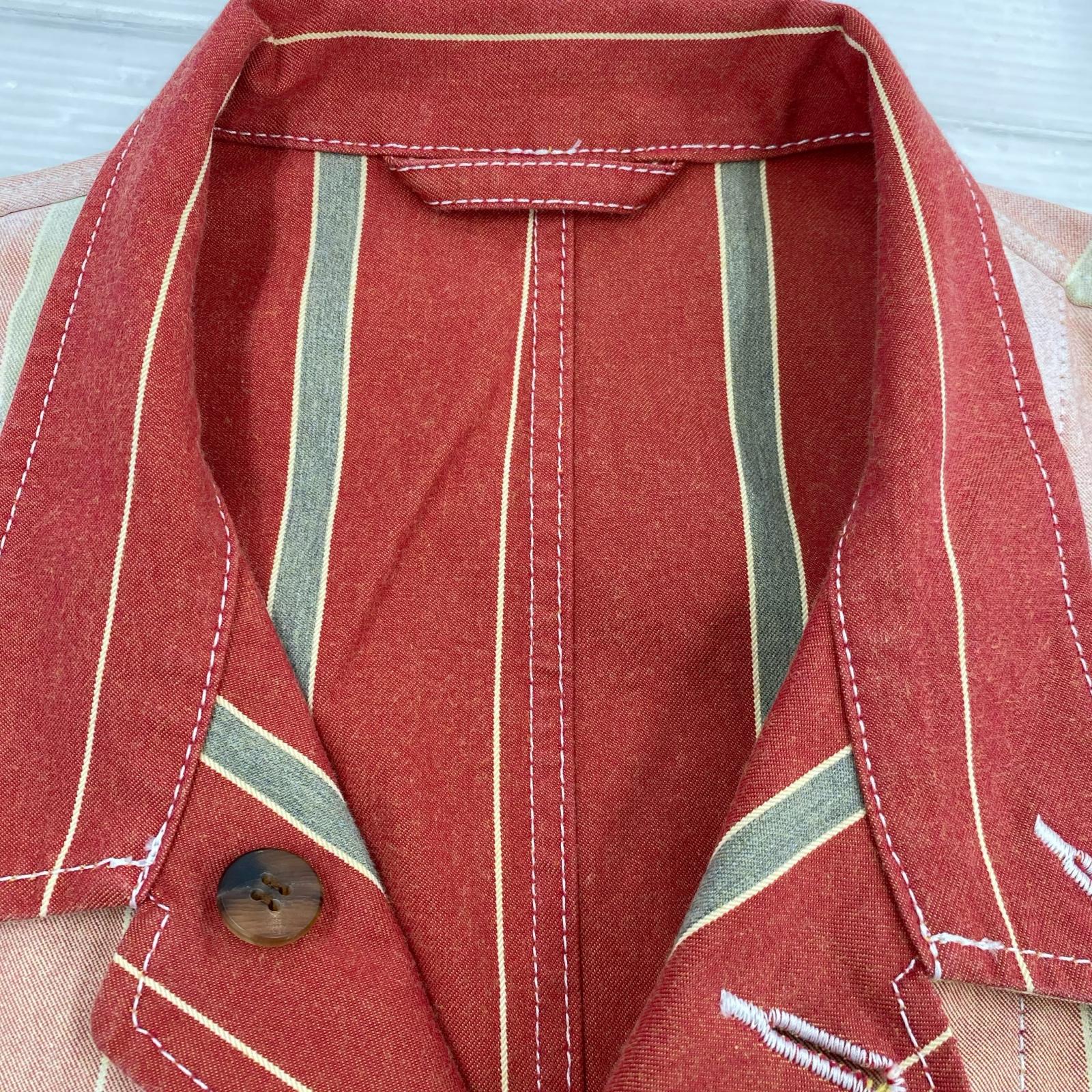 ジャケット ISSEY MIYAKE ストライプリバーシブルジャケット 2 赤系 2