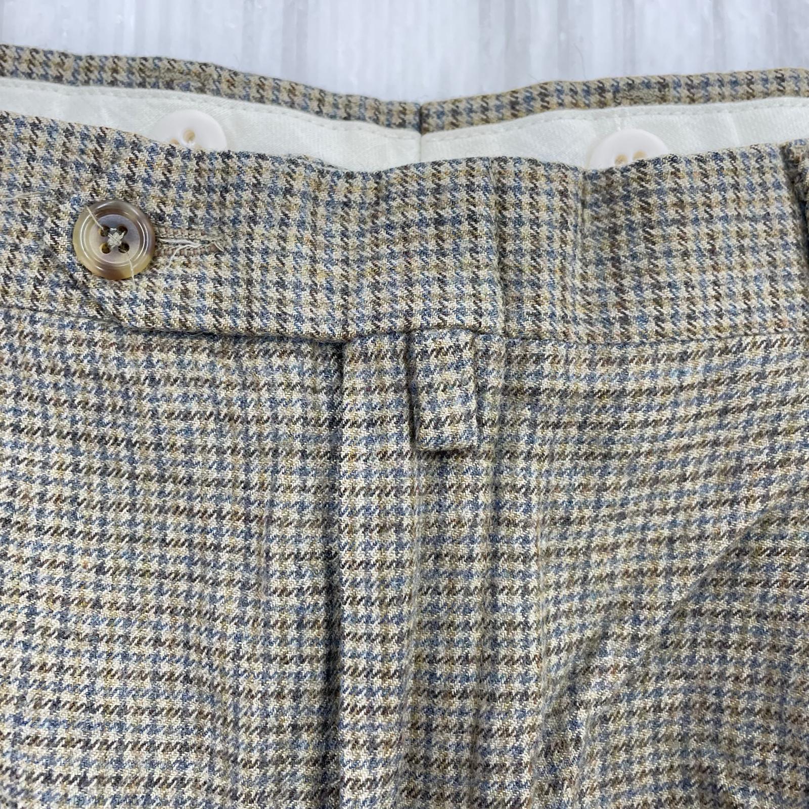 パンツ 90s 千鳥柄 ウール (実寸33) ブラウン