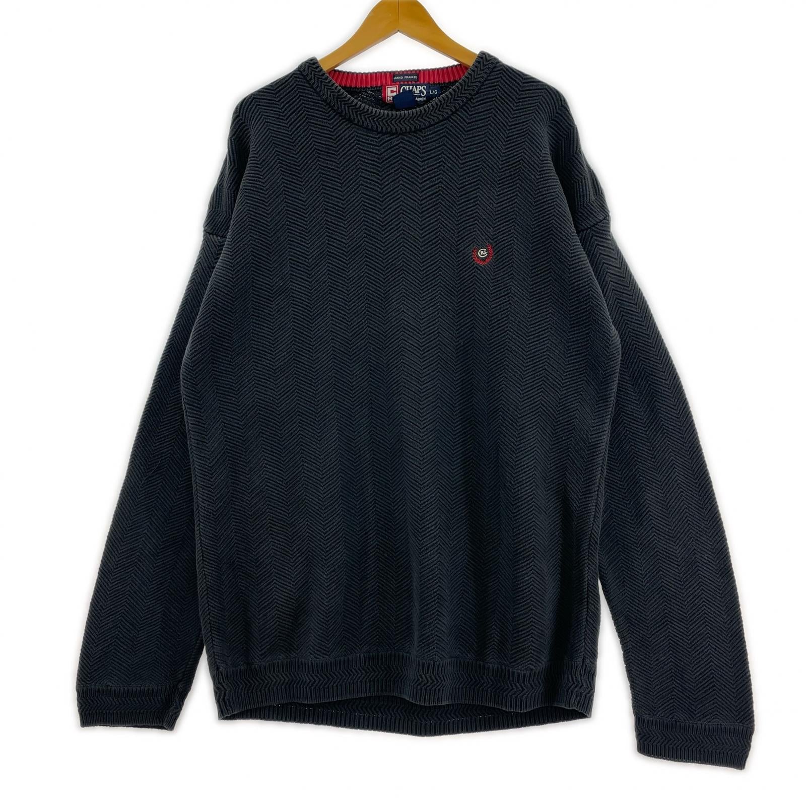 ニット 90s CHAPS HAND FRAMED 紺 (L) L ネイビー