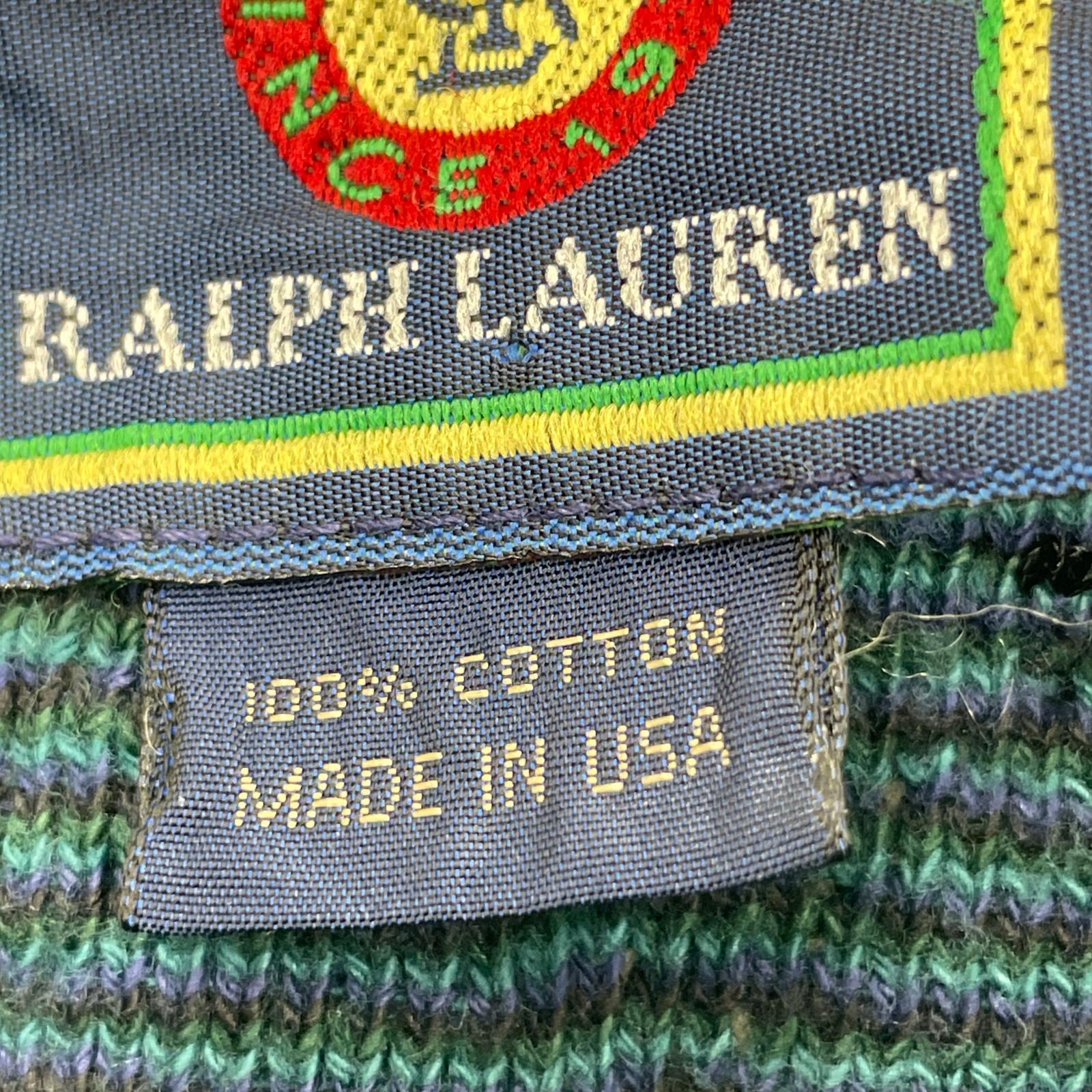 ニット 90s CHAPS USA製 コットン 総柄 緑 (L) L グリーン