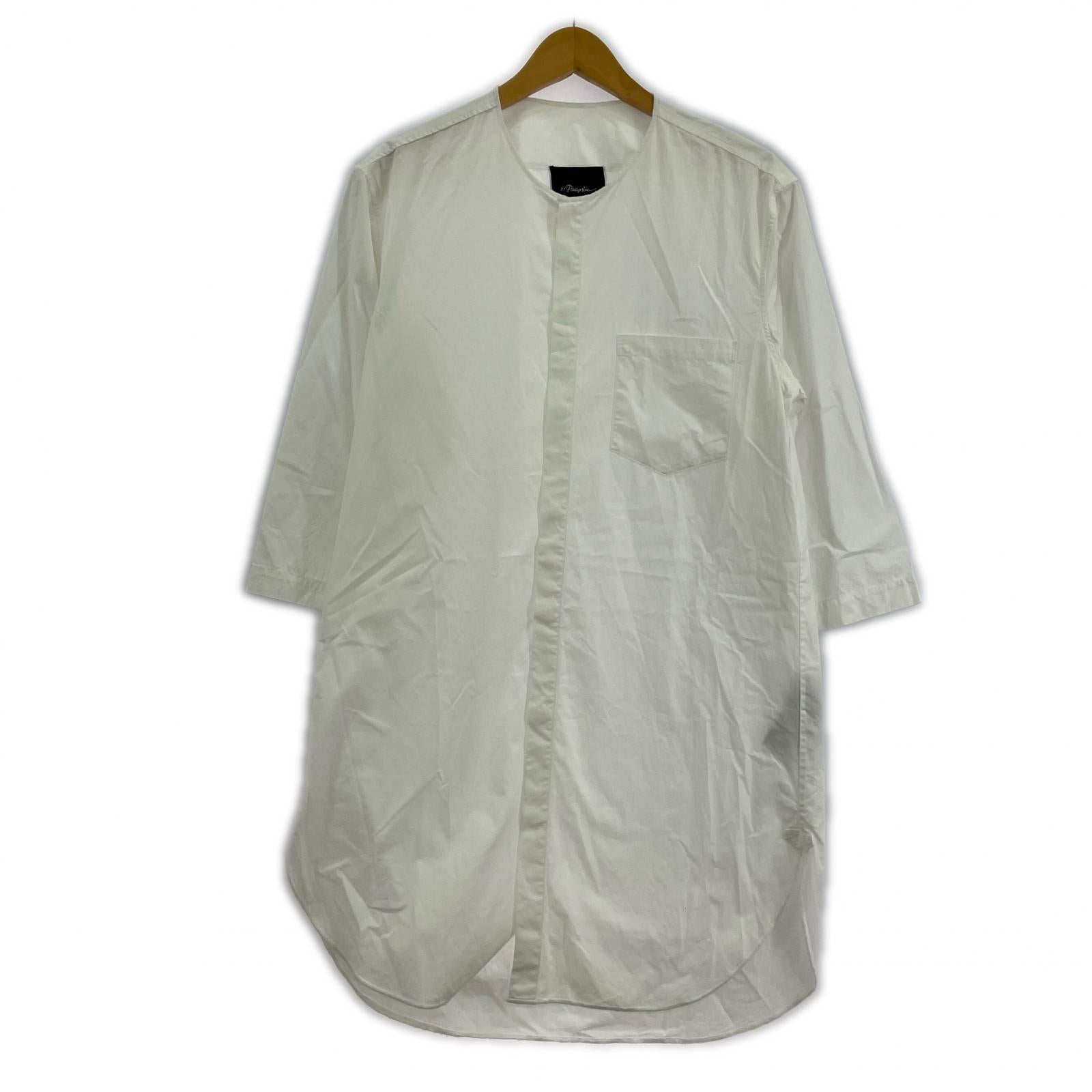 長袖シャツ 3.1 Phillip Lim ノーカラーロングシャツ XS 白 ホワイト