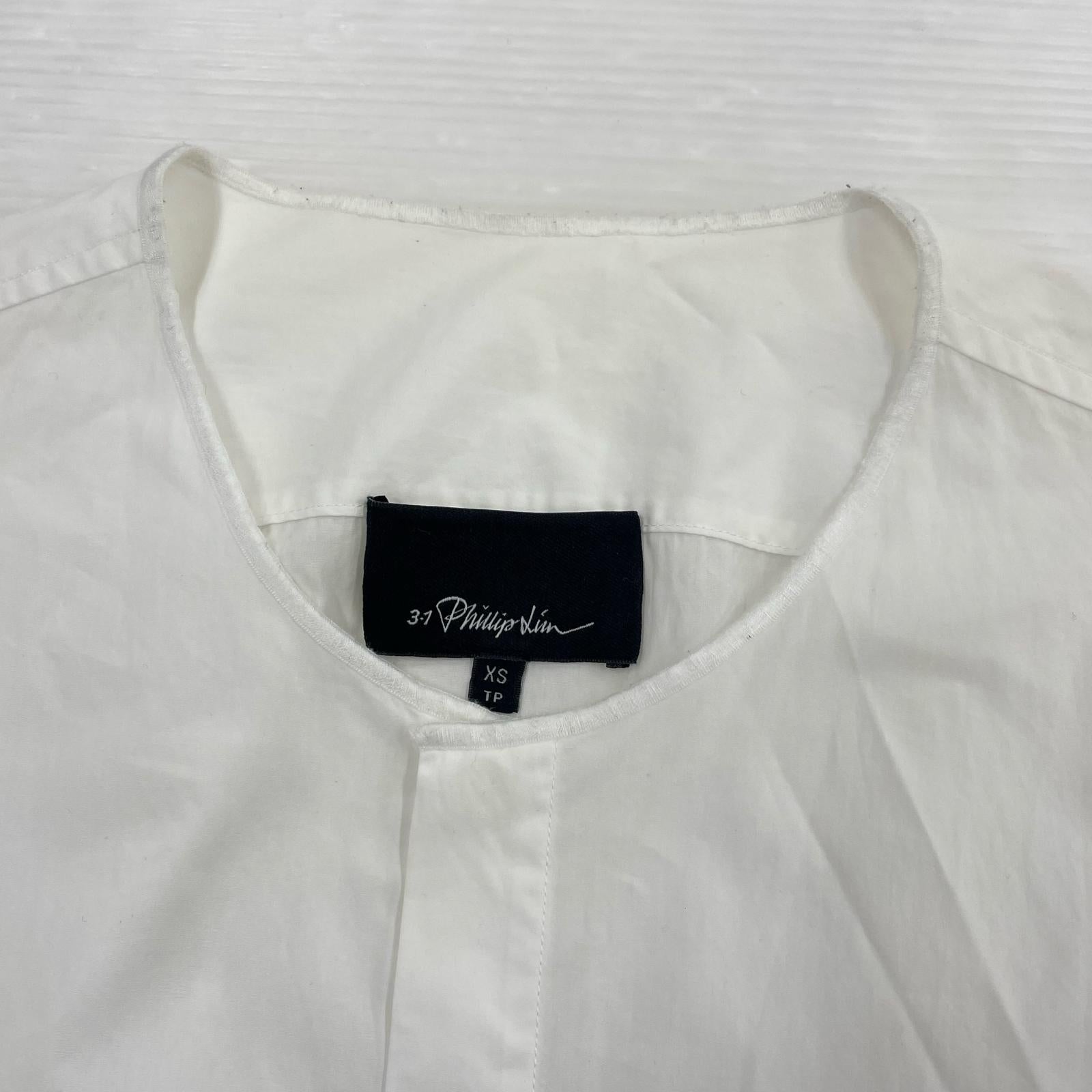 長袖シャツ 3.1 Phillip Lim ノーカラーロングシャツ XS 白 ホワイト
