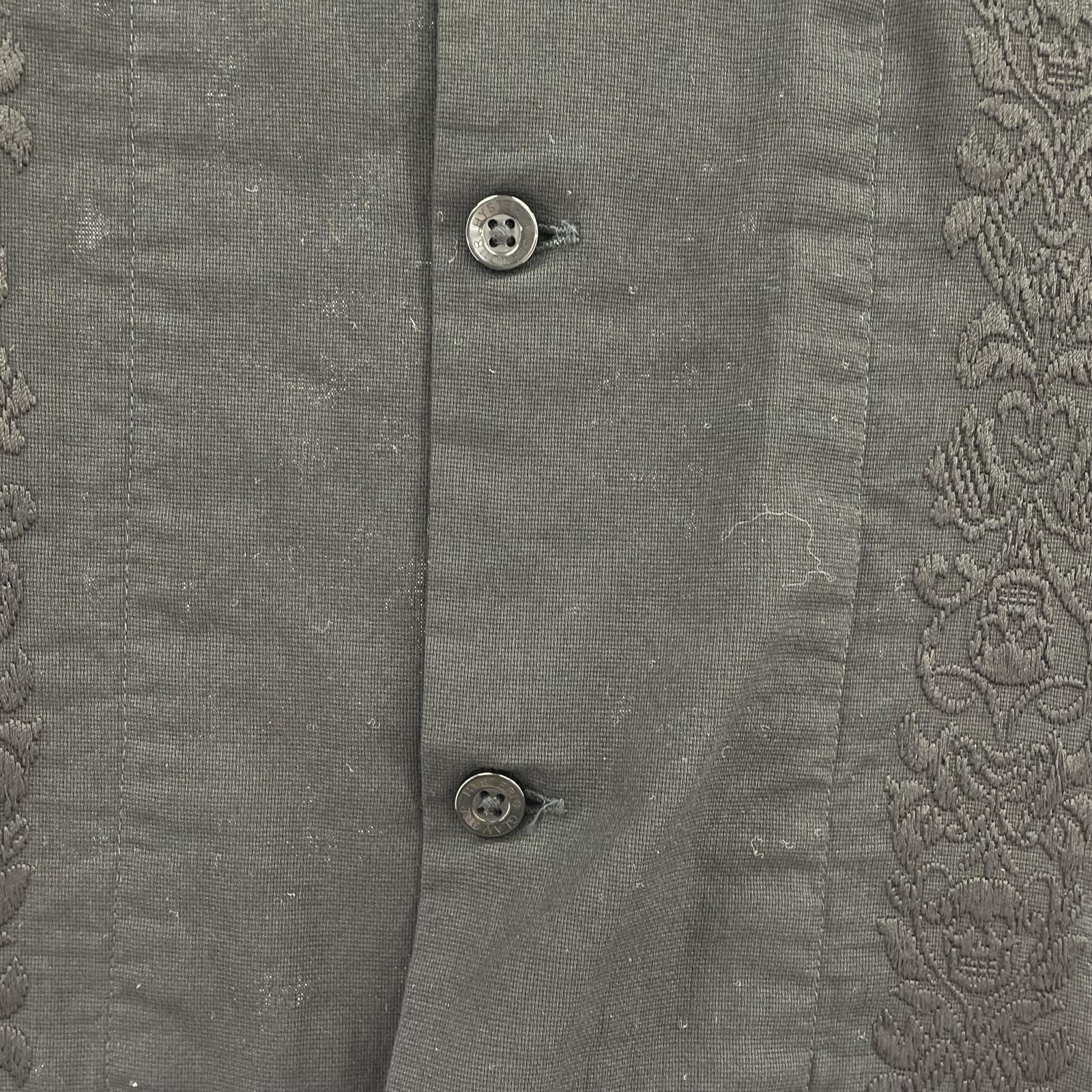 長袖シャツ SKULL STRAP刺繍 キューバシャツ S S ブラック