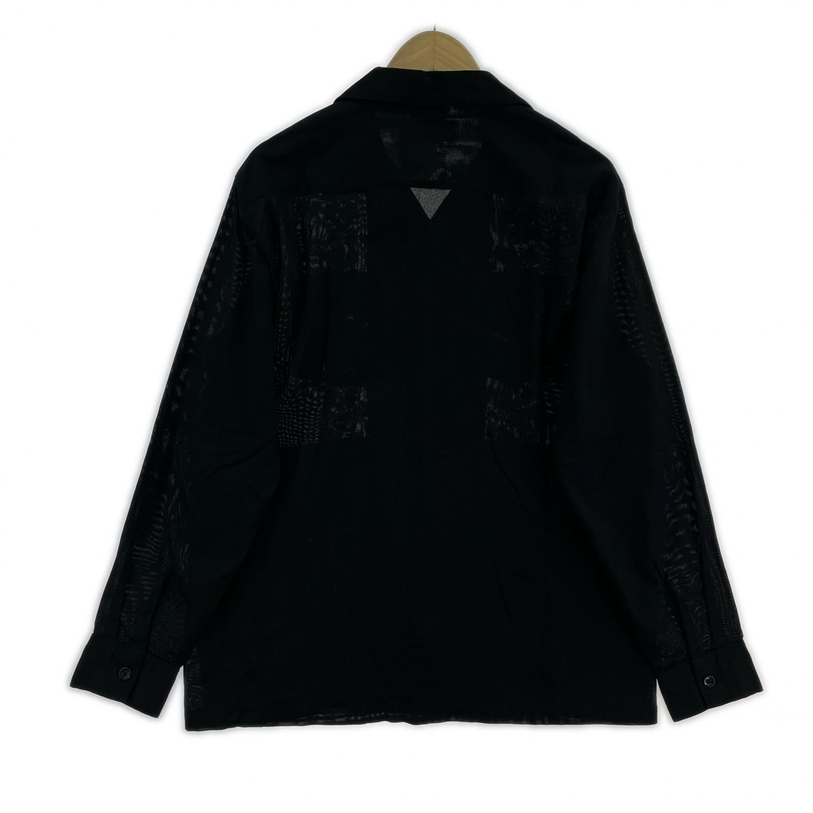 長袖シャツ SKULL STRAP刺繍 キューバシャツ S S ブラック