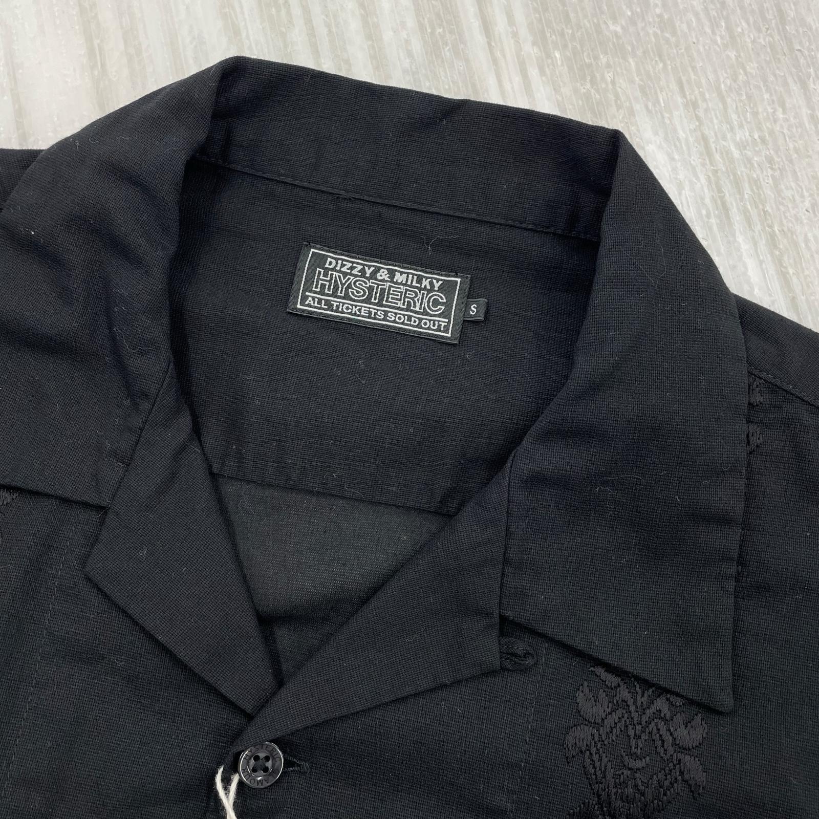 長袖シャツ SKULL STRAP刺繍 キューバシャツ S S ブラック