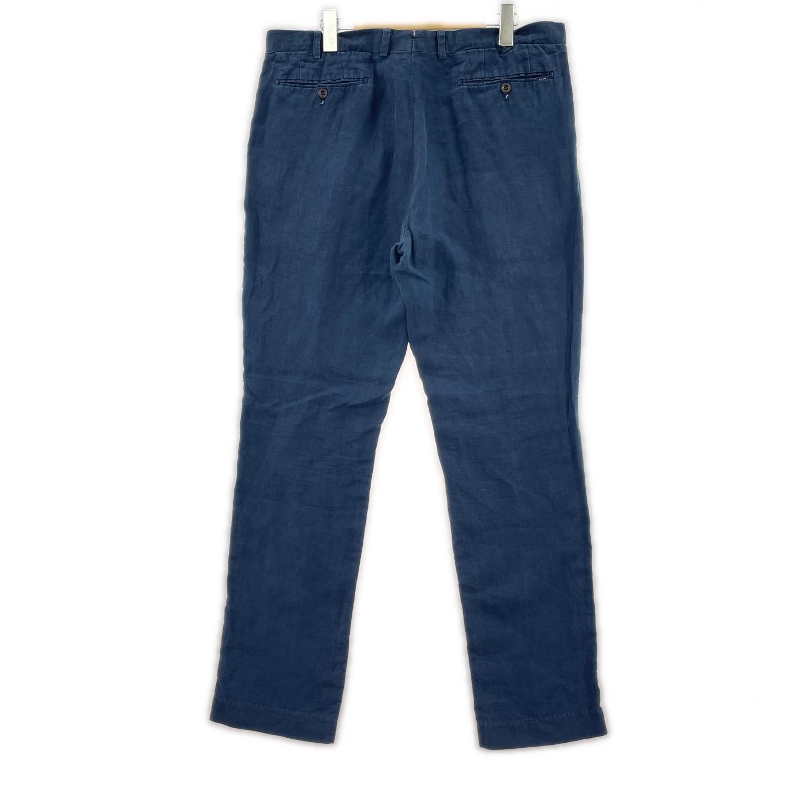 パンツ SLIM FIT リネン パンツ ネイビー ネイビー