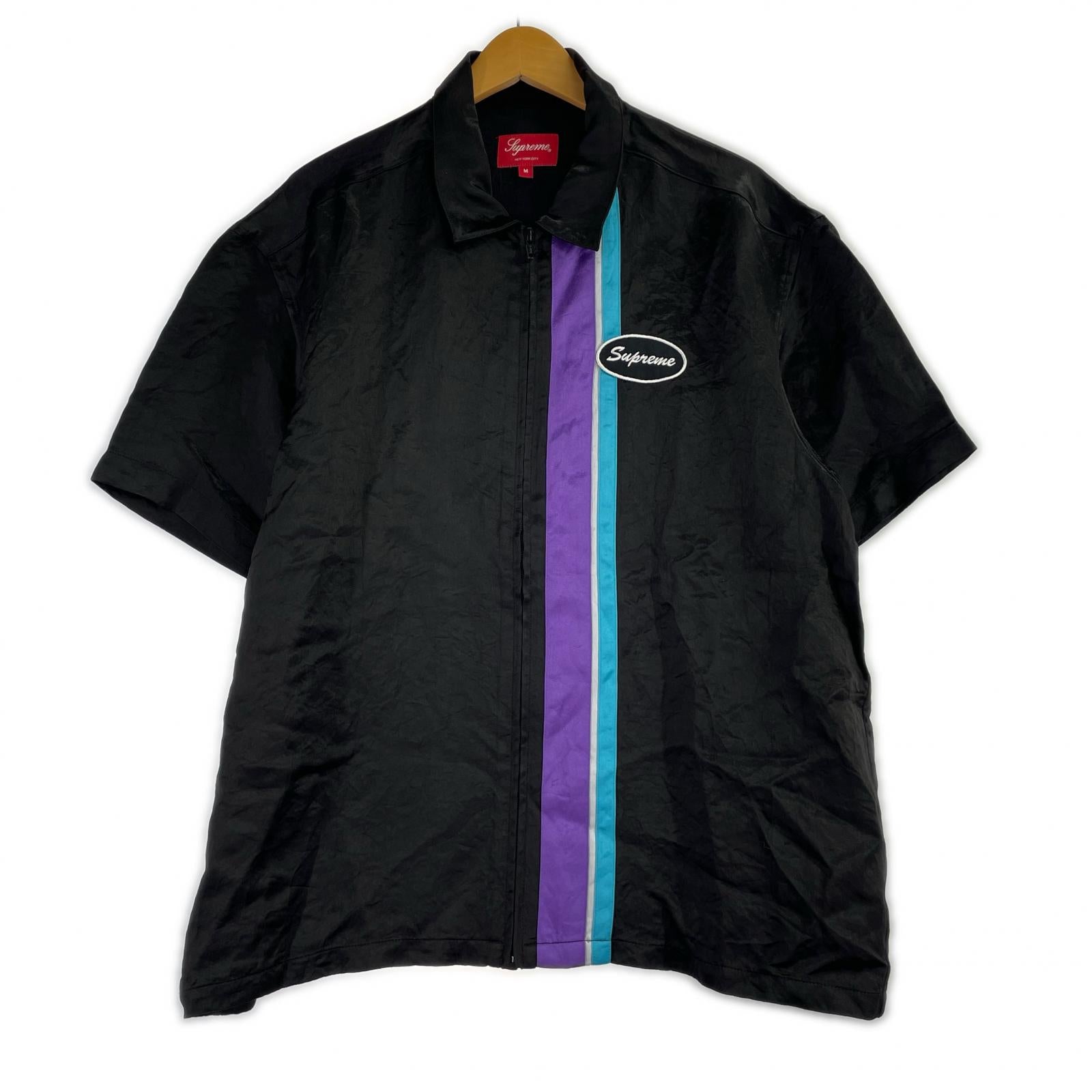 半袖シャツ 22ss Satin Zip Up S/S Work ブラック (M) M ブラック