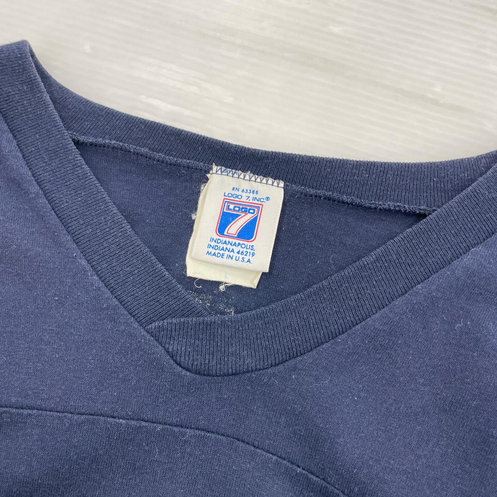 長袖Tシャツ LOGO7 80s フットボールシャツ L ネイビー