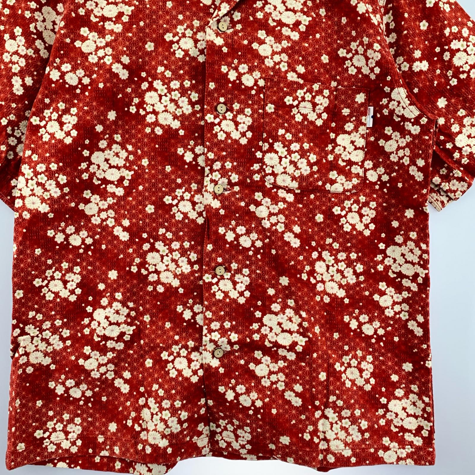 半袖シャツ STUDIO D’ARTISAN SSアロハシャツ 総柄 (L) L レッド