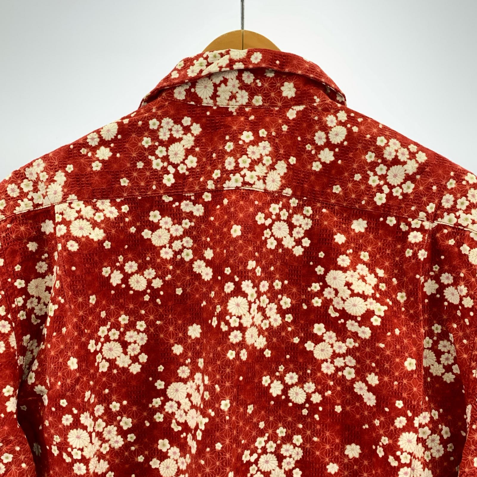 半袖シャツ STUDIO D’ARTISAN SSアロハシャツ 総柄 (L) L レッド