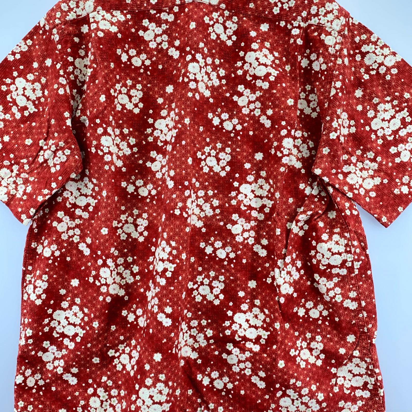 半袖シャツ STUDIO D’ARTISAN SSアロハシャツ 総柄 (L) L レッド