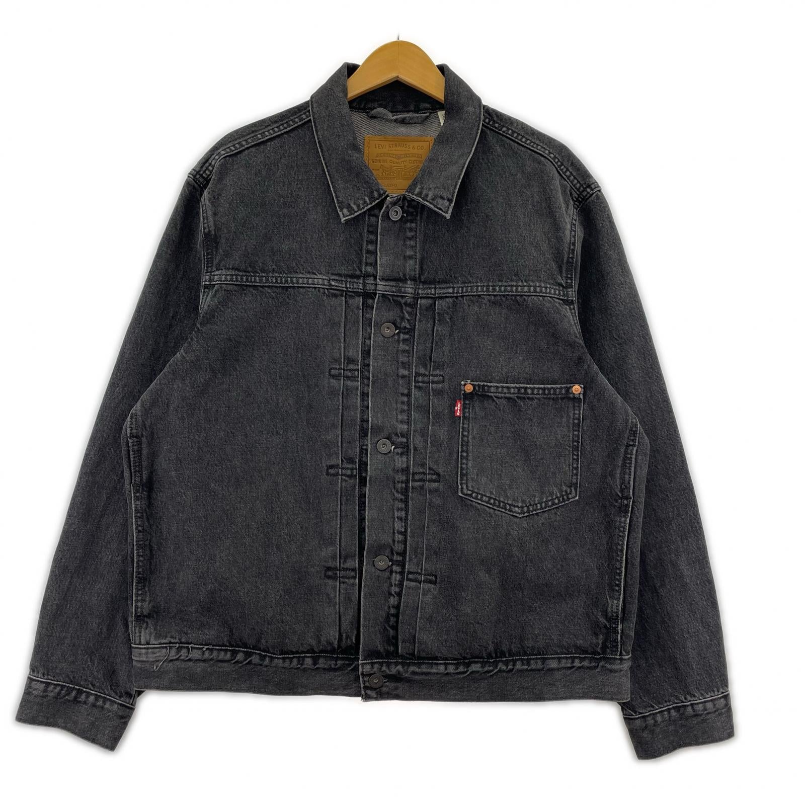 デニムジャケット ウォッシュ グレー Premium Type1 L L ブラック