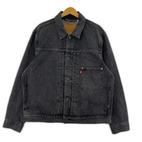 デニムジャケット ウォッシュ グレー Premium Type1 L L ブラック