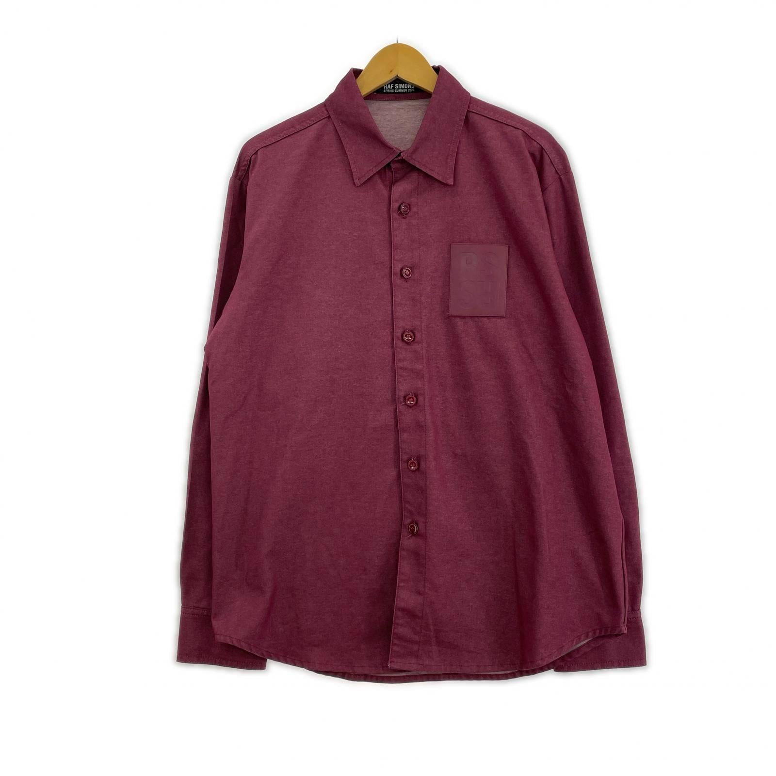 長袖シャツ RAF SIMONS Straight Fit Denim Shirt with Leather M マゼンタピンク M