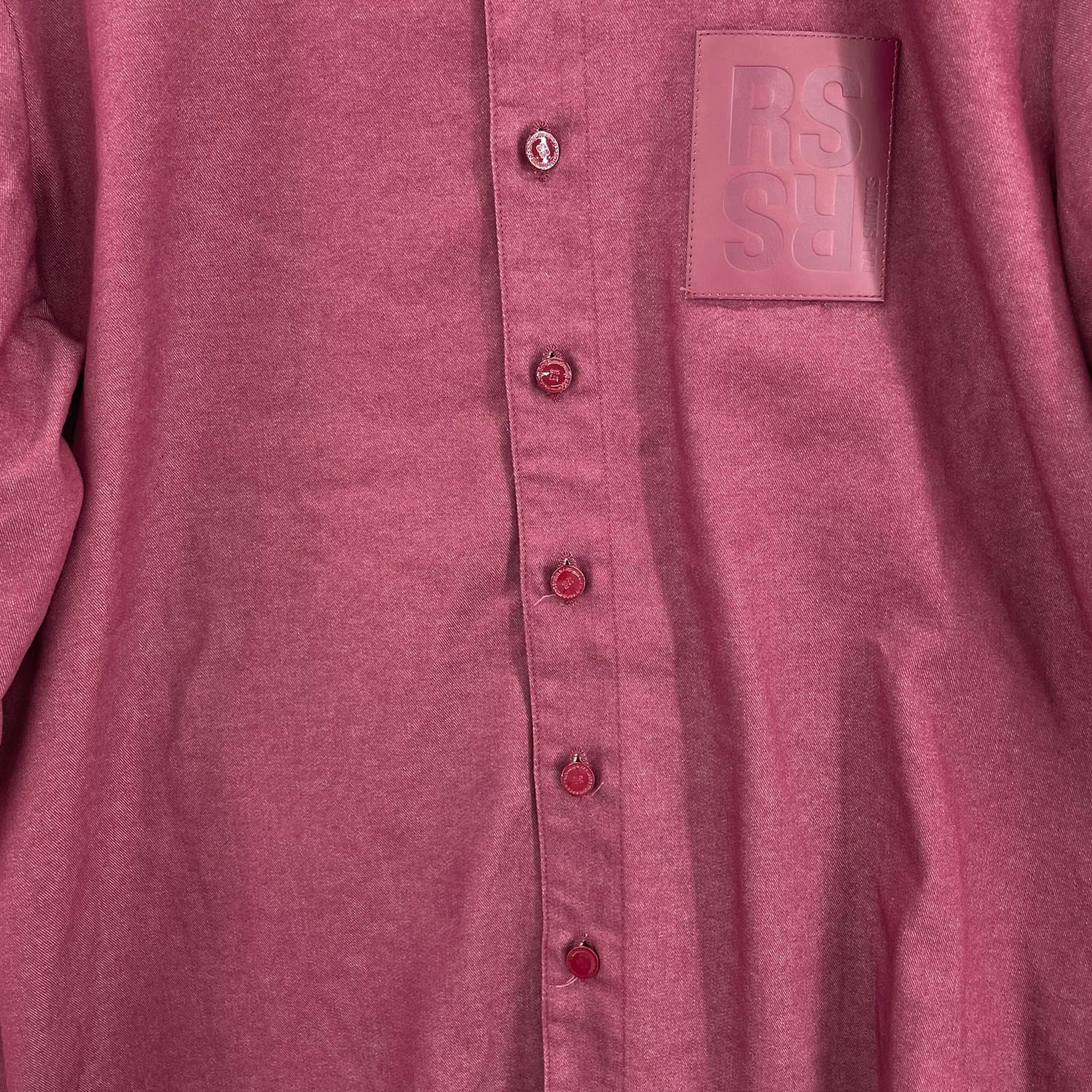 長袖シャツ RAF SIMONS Straight Fit Denim Shirt with Leather M マゼンタピンク M