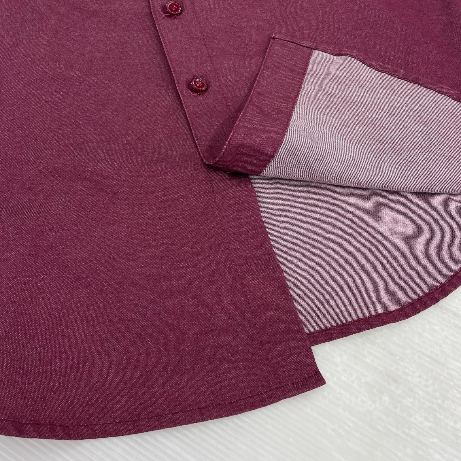 長袖シャツ RAF SIMONS Straight Fit Denim Shirt with Leather M マゼンタピンク M