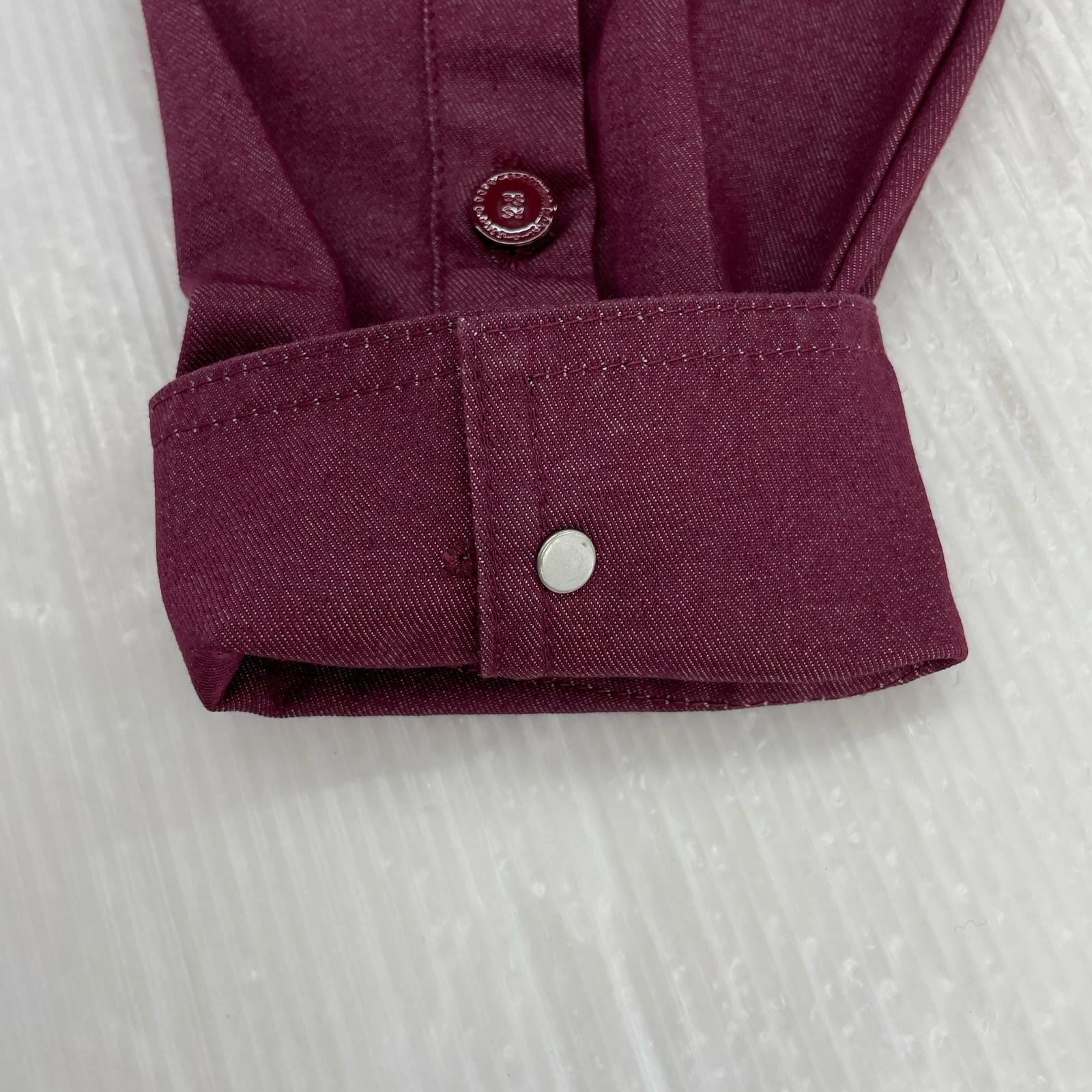 長袖シャツ RAF SIMONS Straight Fit Denim Shirt with Leather M マゼンタピンク M