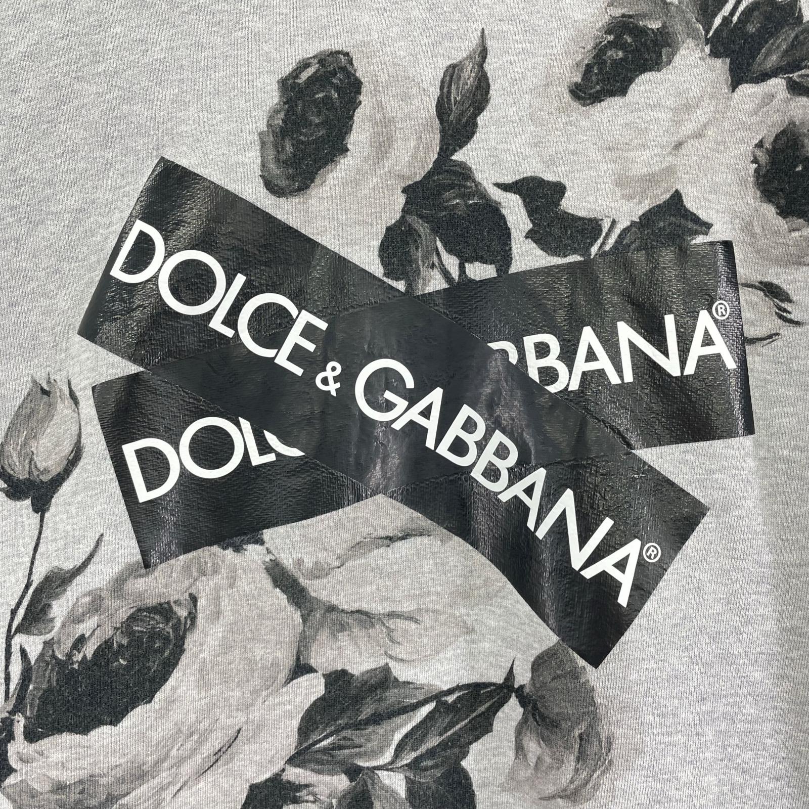スウェット DOLCE&GABBANA テープロゴ フラワープリントスウェット 52 グレー 52 グレー
