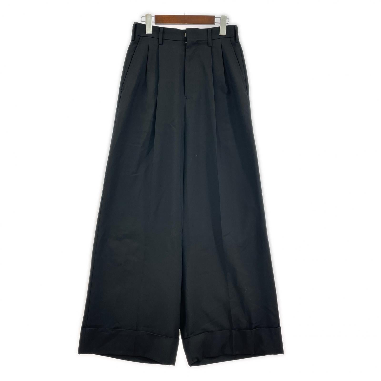 パンツ JUNYA WATANABE COMME des GARCONS 26SS ウールモヘア フレアバギー2タックスラックス S 黒 S ブラック