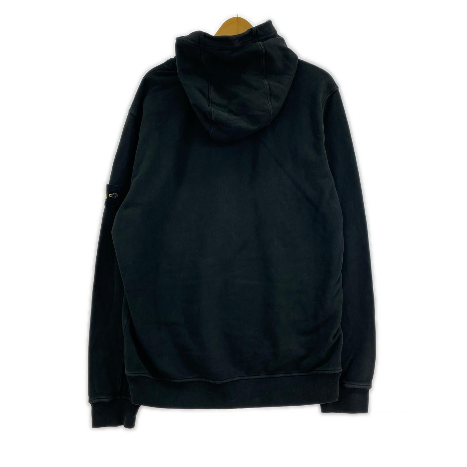 パーカー STONE ISLAND 腕章 ガーメントダイ プルオーバーパーカー XL 黒 LL ブラック