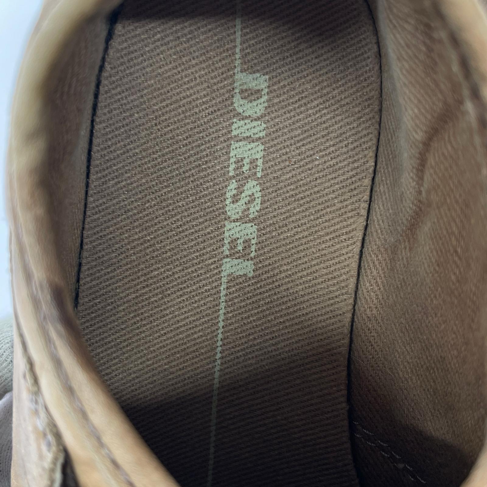 その他靴 DIESEL spuare toe leather snea 茶 25.5 25.5cm (US7 1/2 UK7 EU41) ブラウン