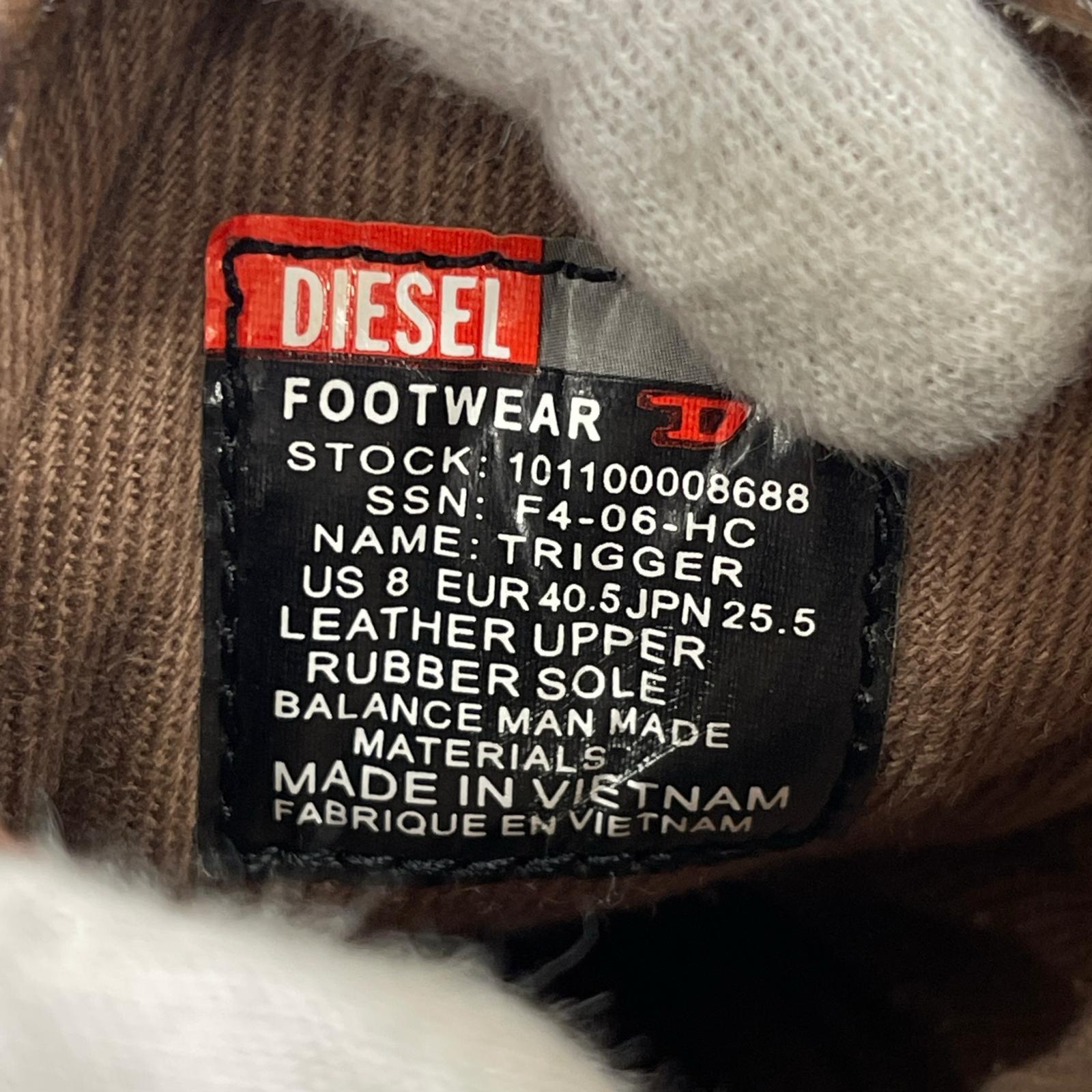 その他靴 DIESEL spuare toe leather snea 茶 25.5 25.5cm (US7 1/2 UK7 EU41) ブラウン