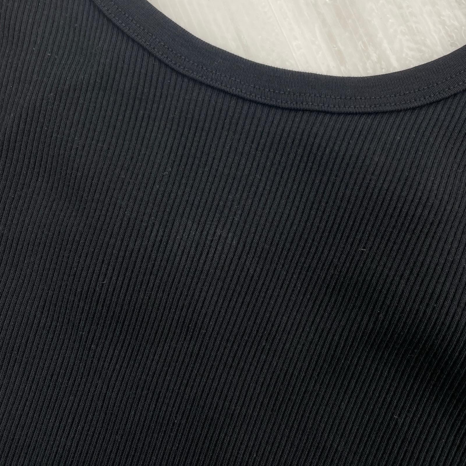 長袖Tシャツ リブボートネック カットソー ブラック