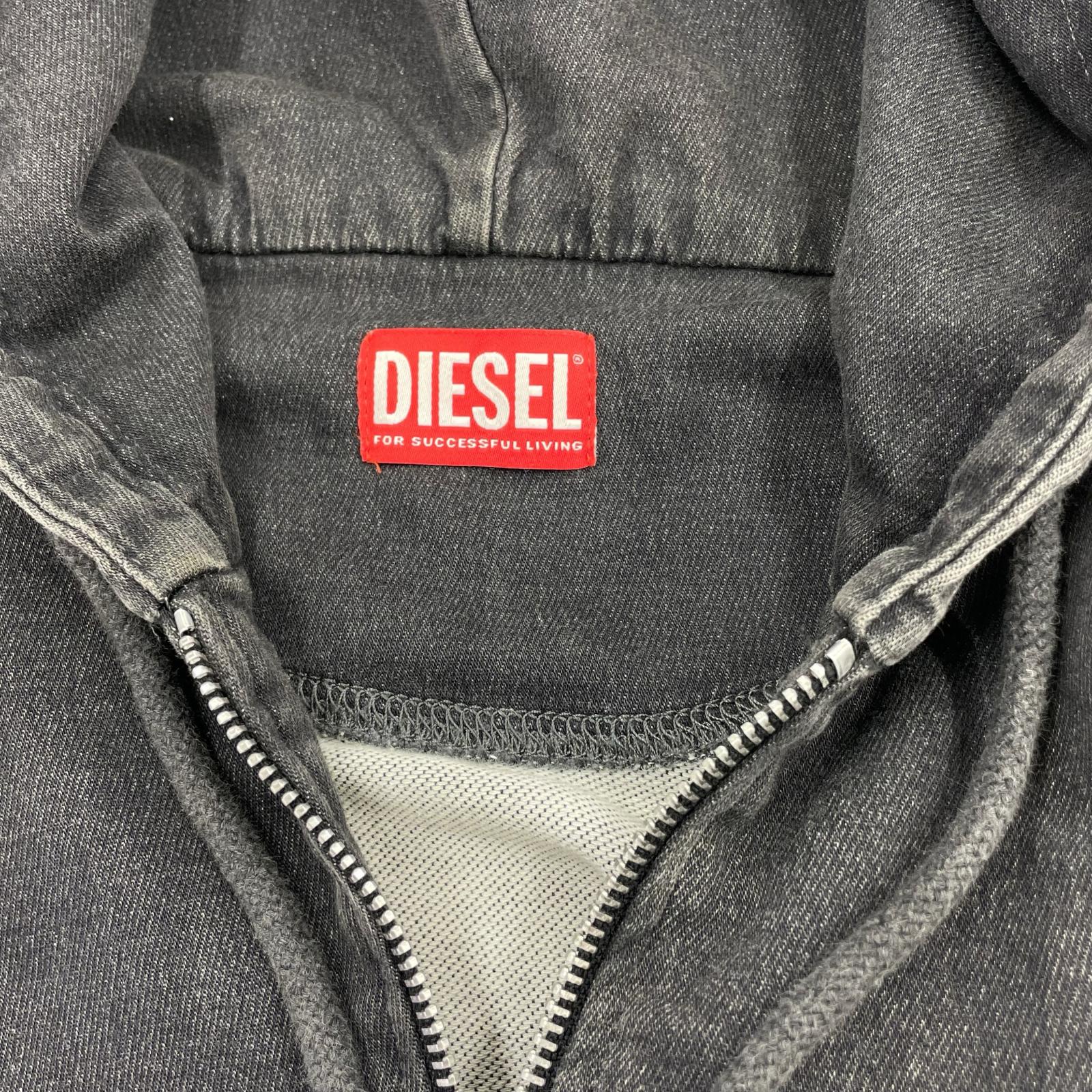 パーカー DIESEL D-Gir Track Denim Hoodie S チャコール