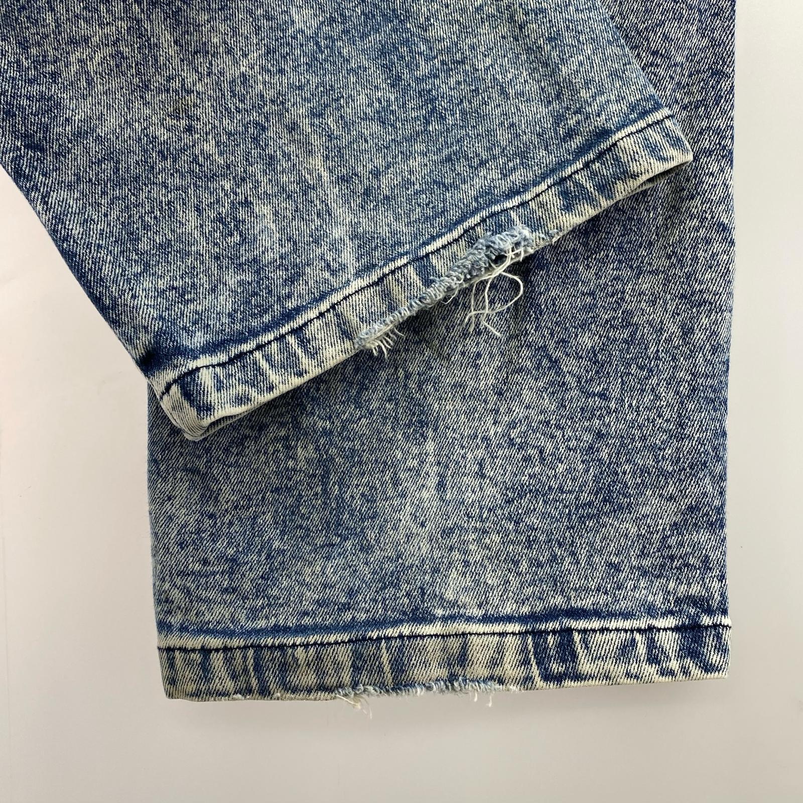 デニムパンツ ケミカルウォッシュ インディゴ (XL) ブルー