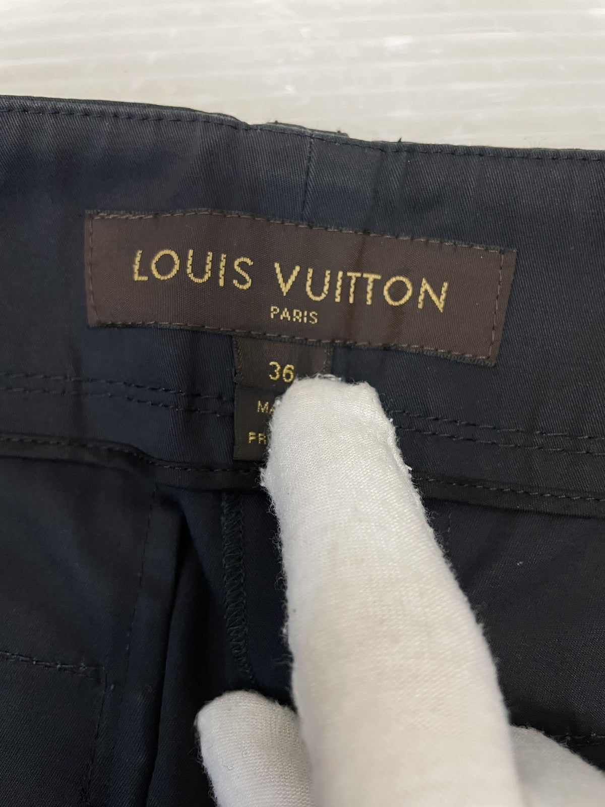 LOUIS VUITTON ステッチデザイン ワイドパンツ 36 黒
