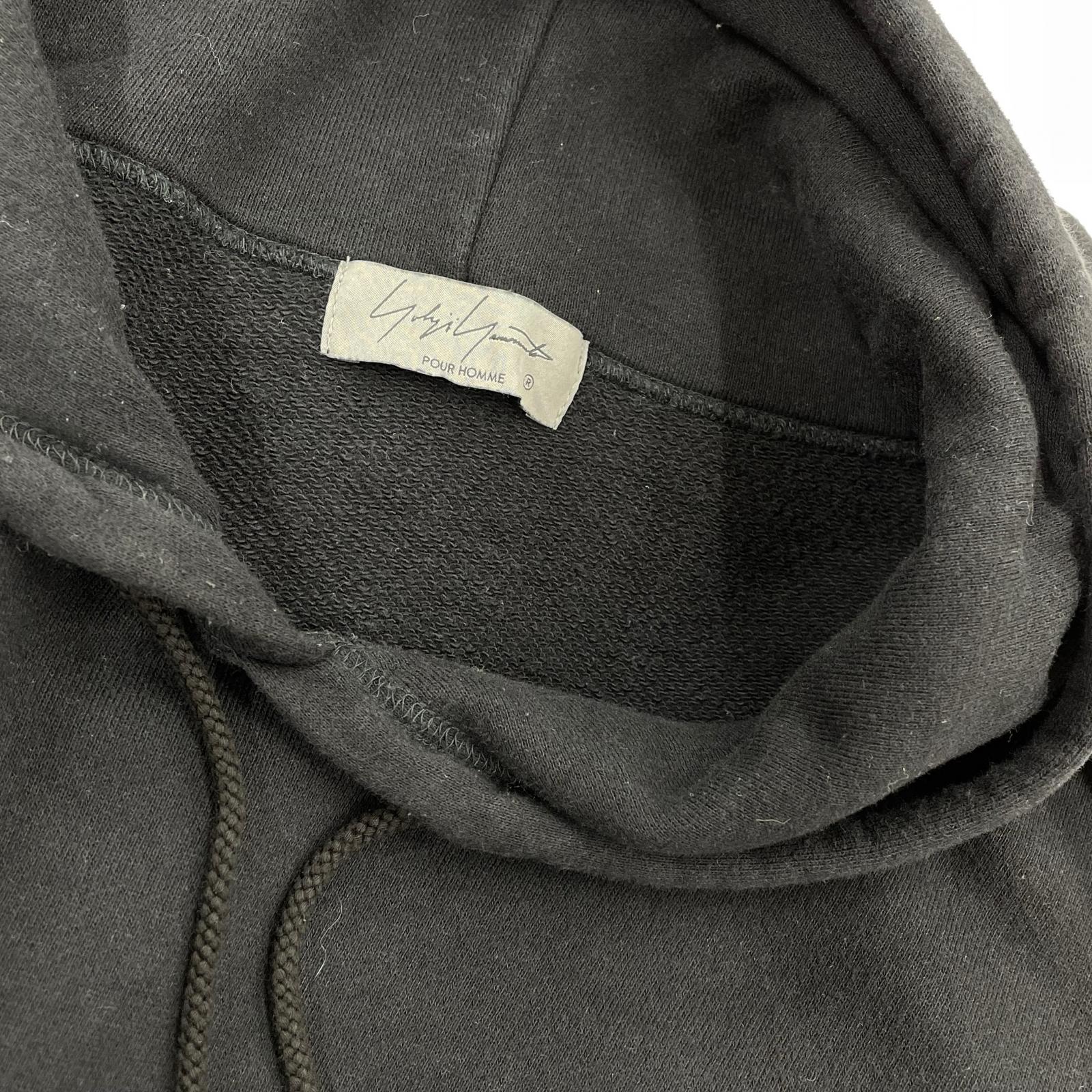 パーカー Yohji Yamamoto POUR HOMME 袖ロゴ プルオーバーパーカー 3 黒 3 ブラック