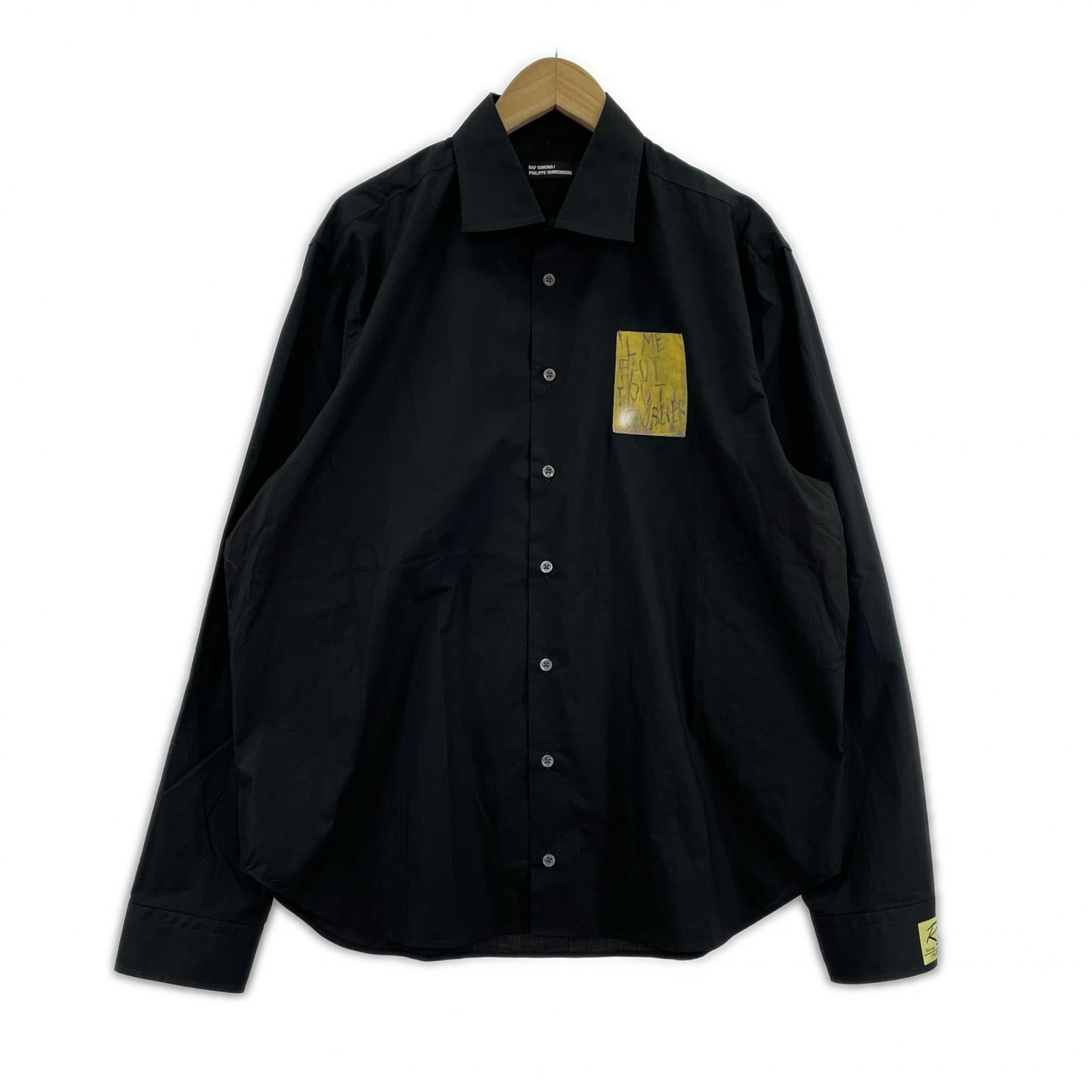 長袖シャツ RAF SIMONS×Philippe Vandenberg 23SS アートパッチ オーバーサイズシャツ 46 黒 46 ブラック