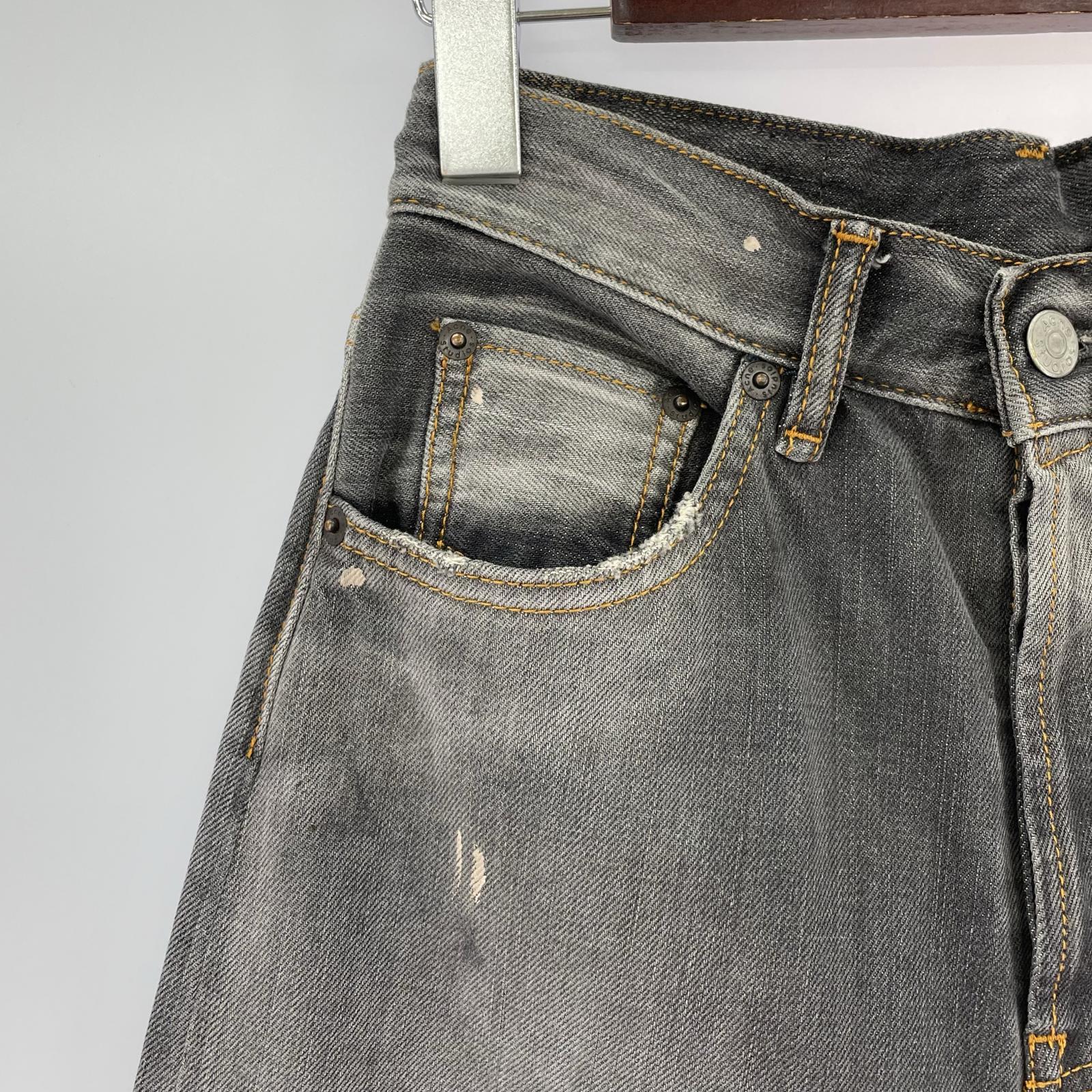 デニムパンツ ペイント加工 バギーデニム ブラック
