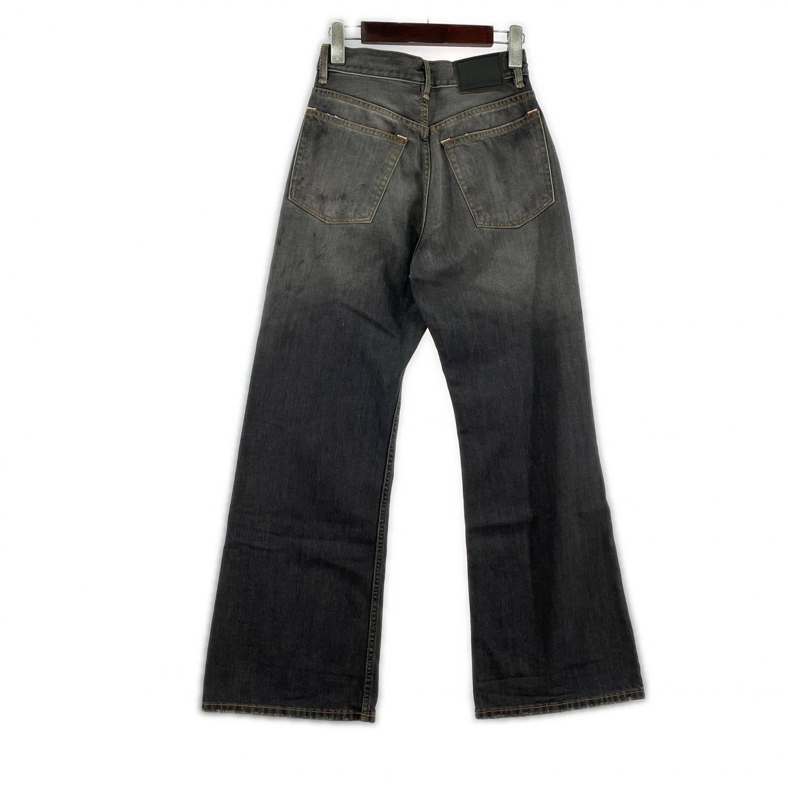 デニムパンツ ペイント加工 バギーデニム ブラック