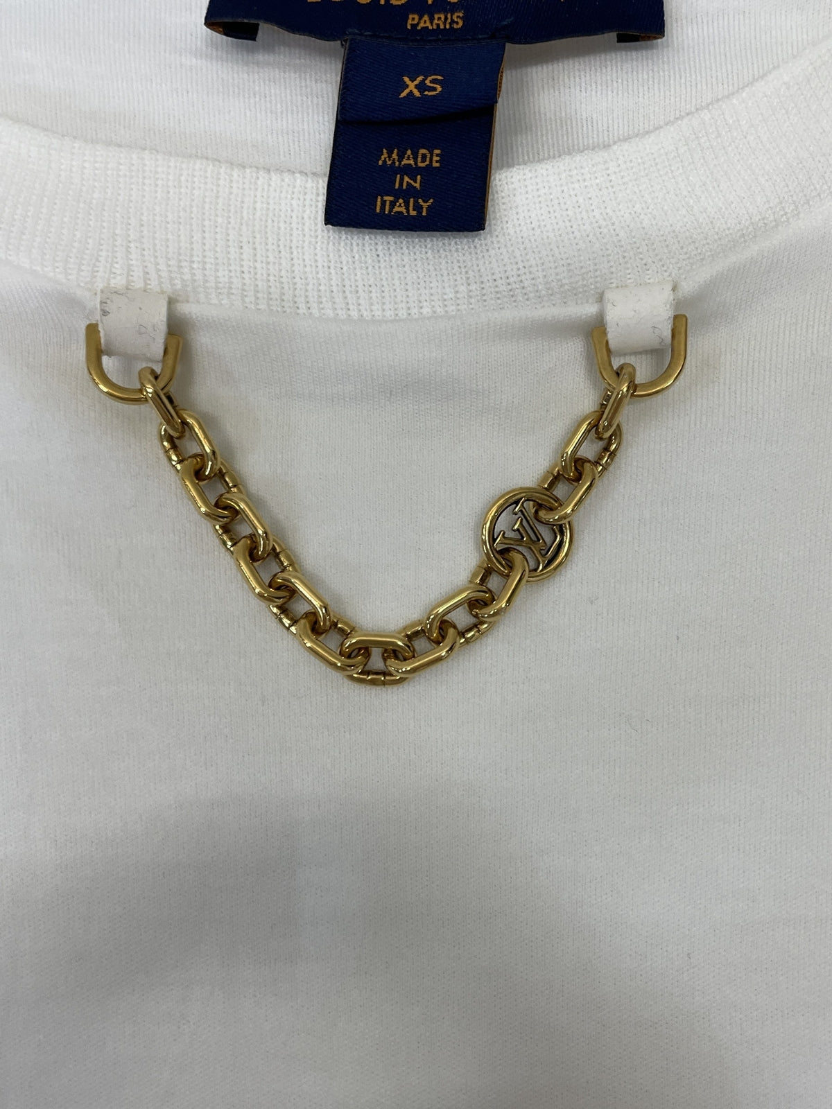LOUIS VUITTON 23SS LVチェーンTシャツ XS 白 RW231W UOL FOTS44