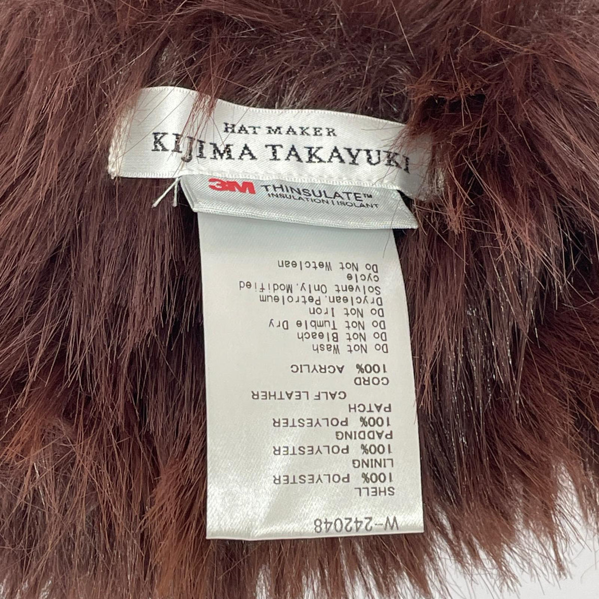 その他帽子 KIJIMA TAKAYUKI LONG FAUX FUR HOOD 茶