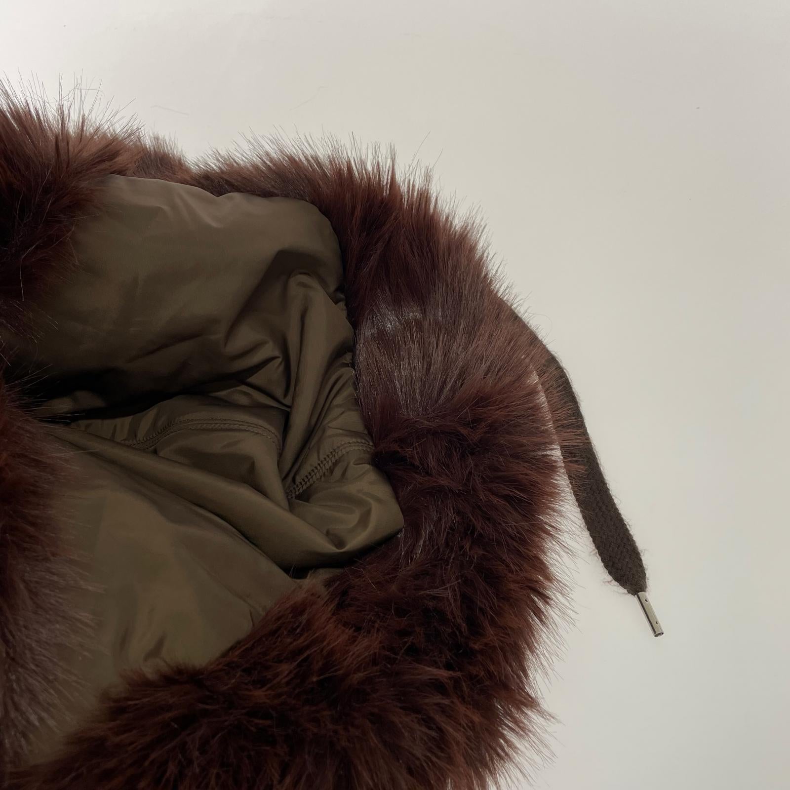 その他帽子 KIJIMA TAKAYUKI LONG FAUX FUR HOOD 茶